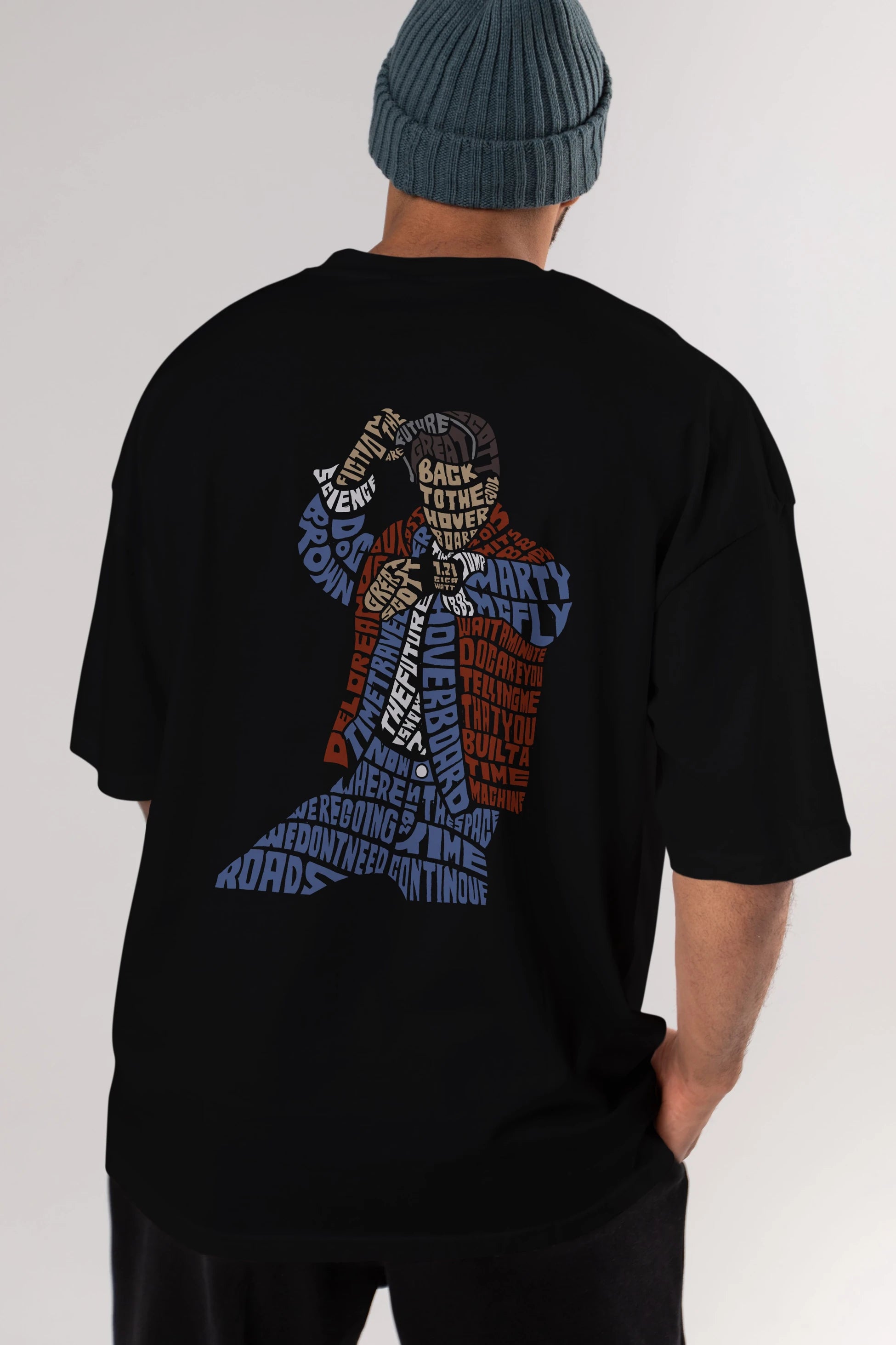 Back To The Hoverboard Arka Baskılı Oversize t-shirt %100 pamuk Erkek Kadın Unisex