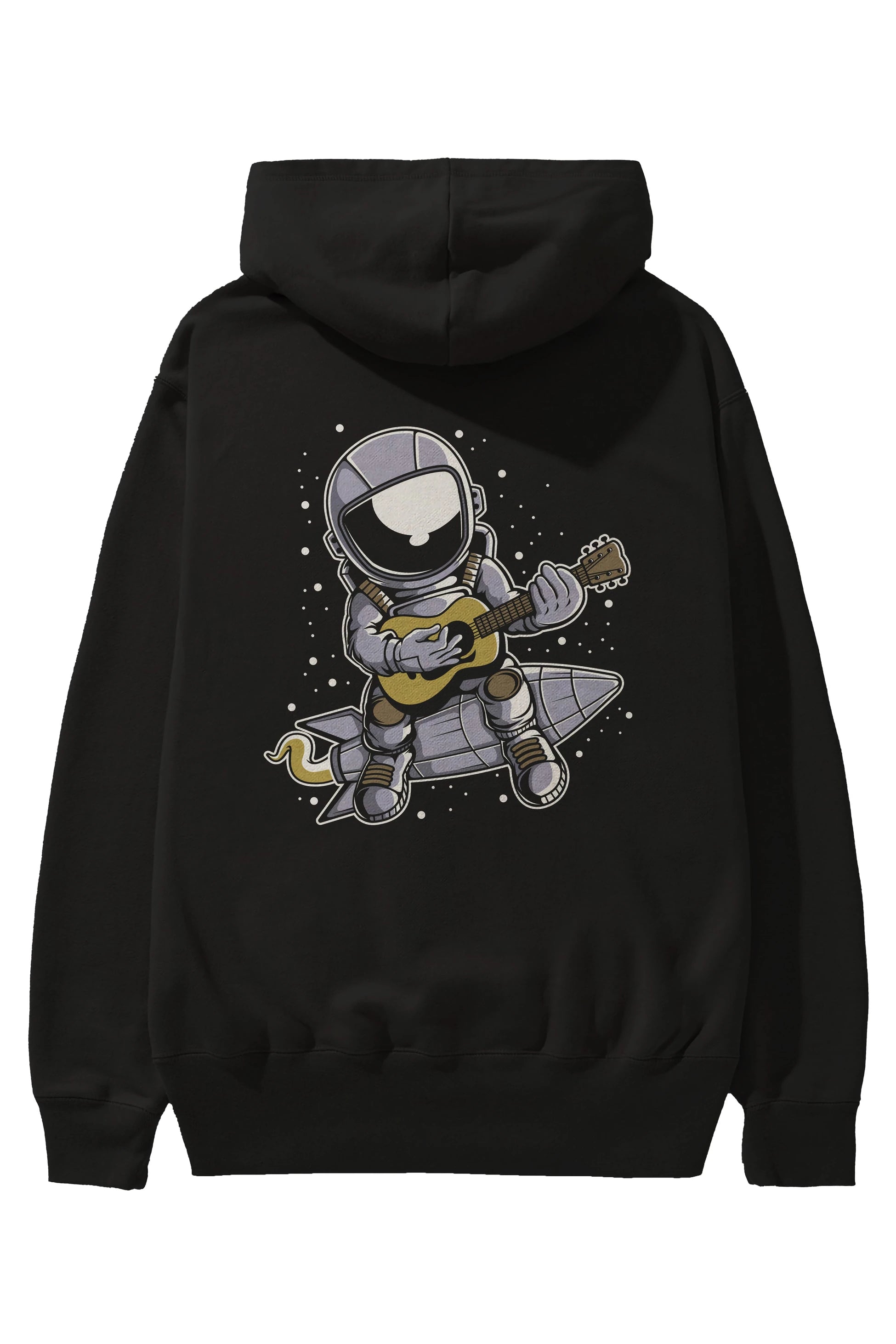 Astronaut Guitar (2) Arka Baskılı Hoodie Oversize Kapüşonlu Sweatshirt Erkek Kadın Unisex