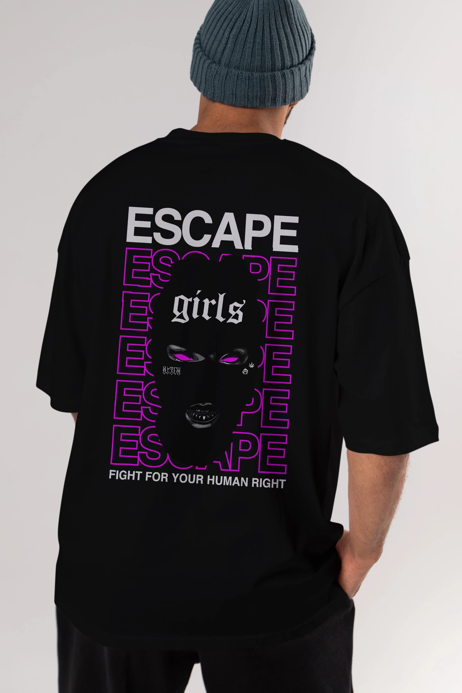 Escape Girl Arka Baskılı Oversize t-shirt Erkek Kadın Unisex