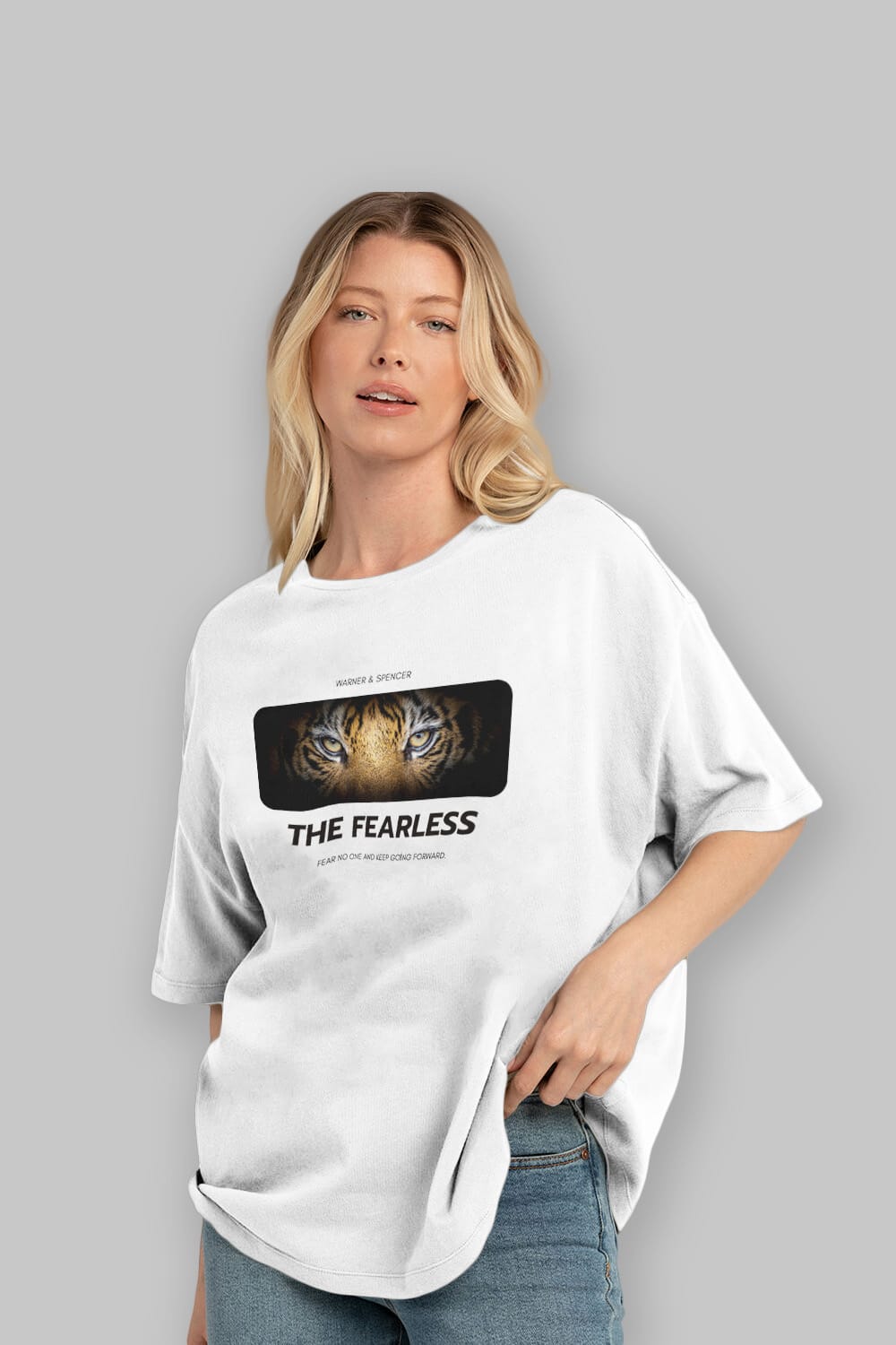 The Fearless Yazılı Ön Baskılı Oversize t-shirt Erkek Kadın Unisex