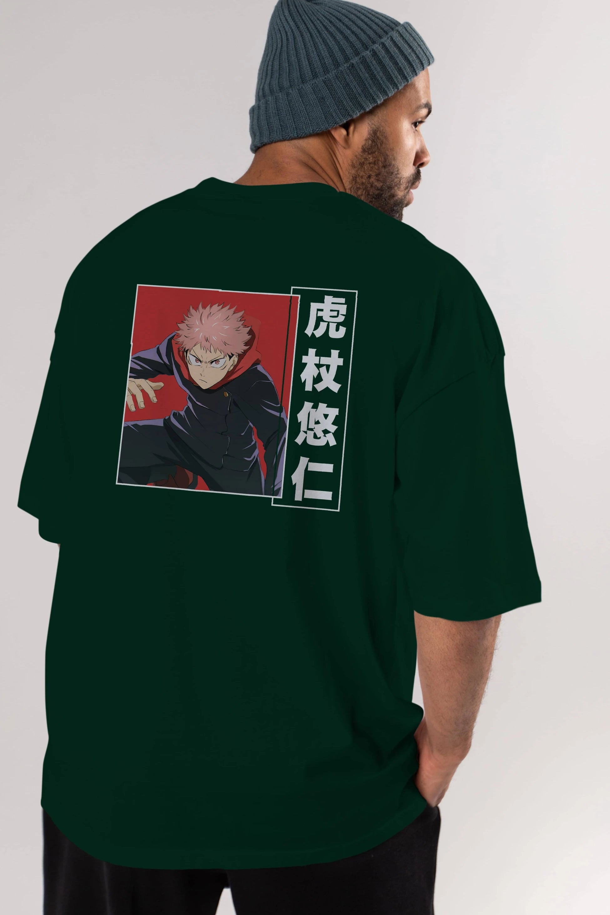 Yuuji Itadori 2 Anime Arka Baskılı Oversize t-shirt Erkek Kadın Unisex