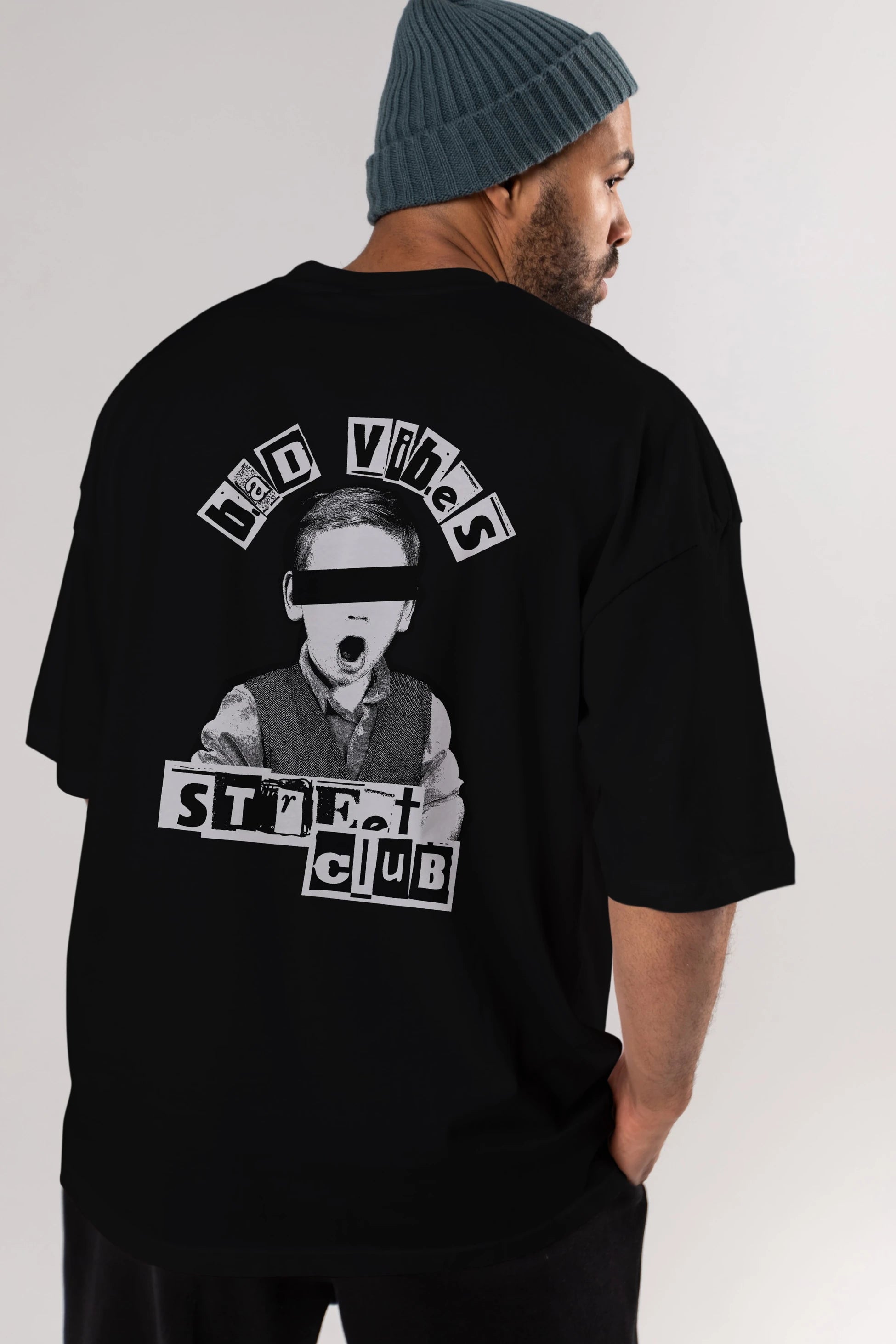 Bad Vibes Street Club Arka Baskılı Oversize t-shirt Erkek Kadın Unisex