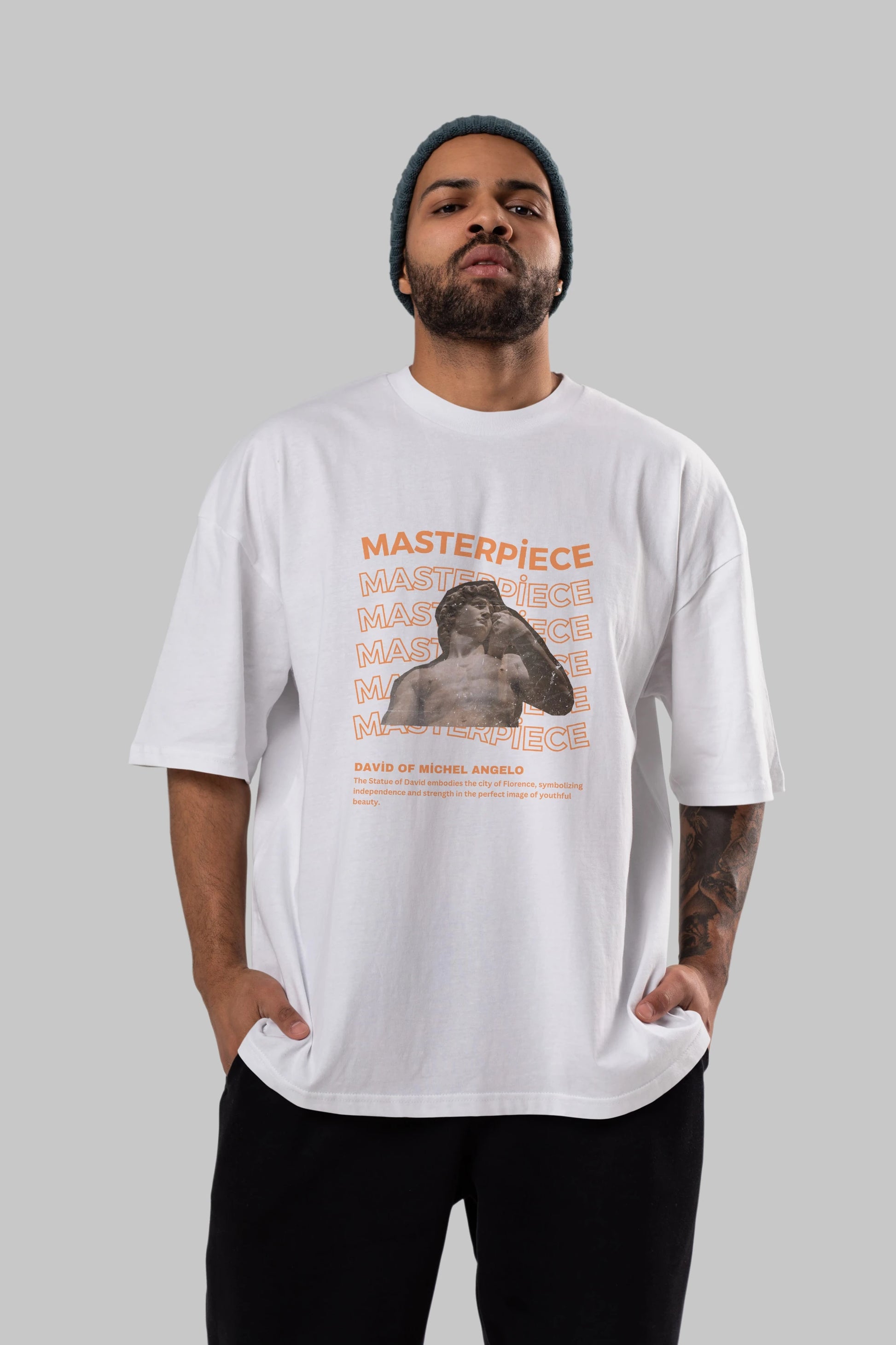 Masterpiece Yazılı Ön Baskılı Oversize t-shirt Erkek Kadın Unisex