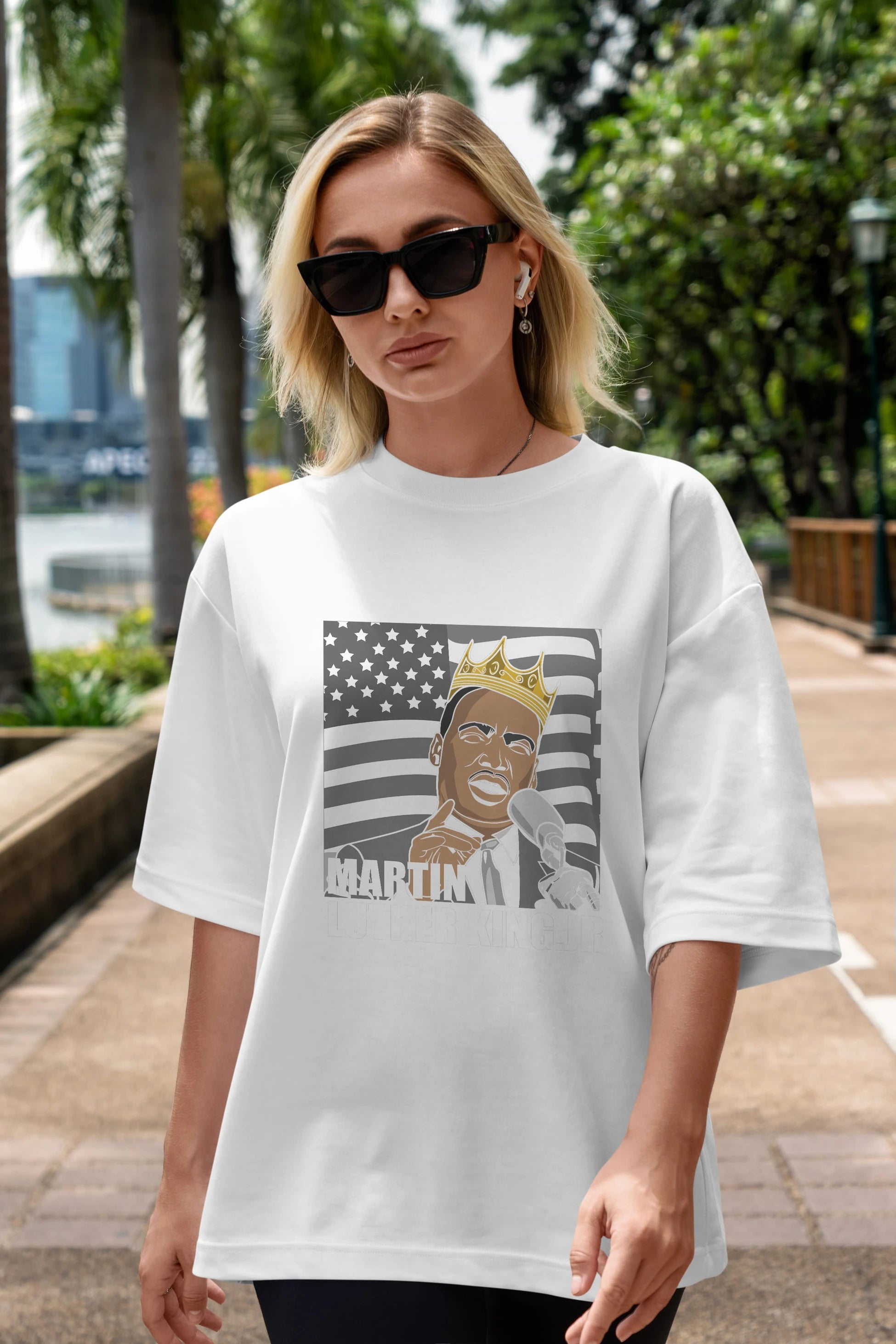 Luther King Ön Baskılı Oversize t-shirt Erkek Kadın Unisex %100 Pamuk tişort