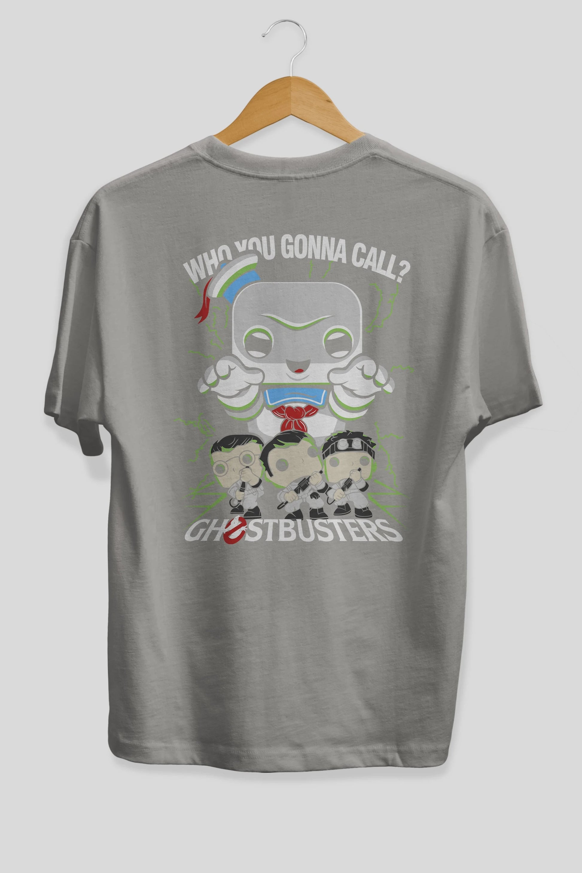 Ghostbusters Arka Baskılı Oversize t-shirt Erkek Kadın Unisex %100 Pamuk Bisiklet Yaka tişort