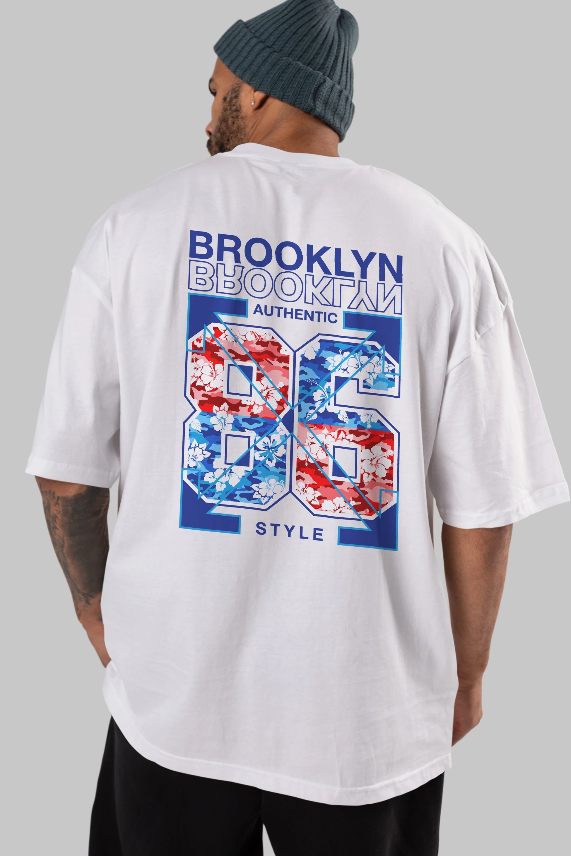 Brooklyn 86 Style Arka Baskılı Oversize t-shirt Erkek Kadın Unisex