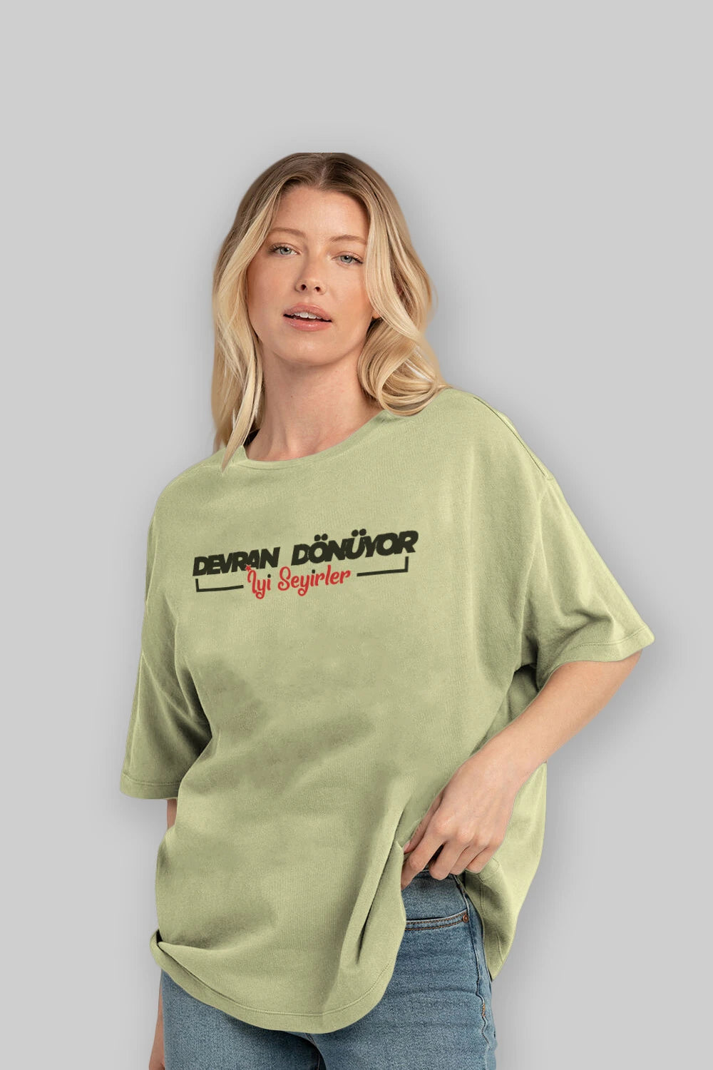 Devran Dönüyor İyi Seyirler Ön Baskılı Oversize t-shirt %100 pamuk Erkek Kadın Unisex
