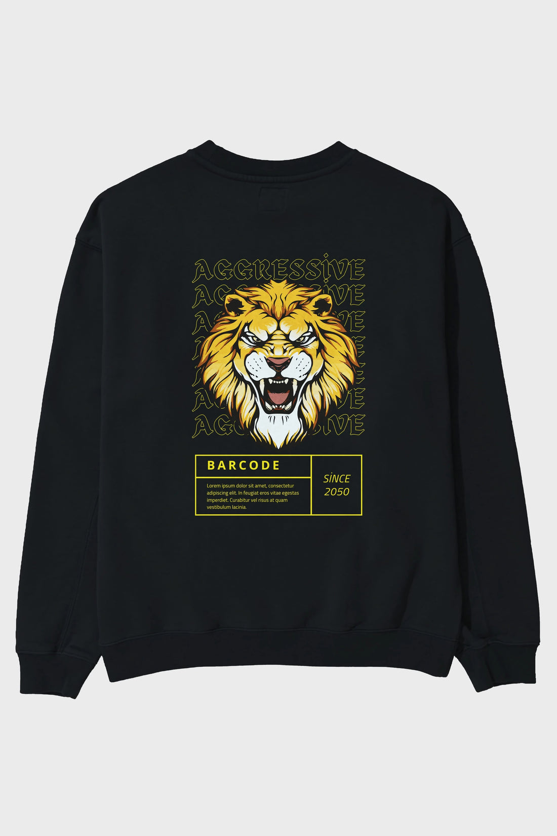 Aggressive Lion Arka Baskılı Oversize Sweatshirt Erkek Kadın Unisex