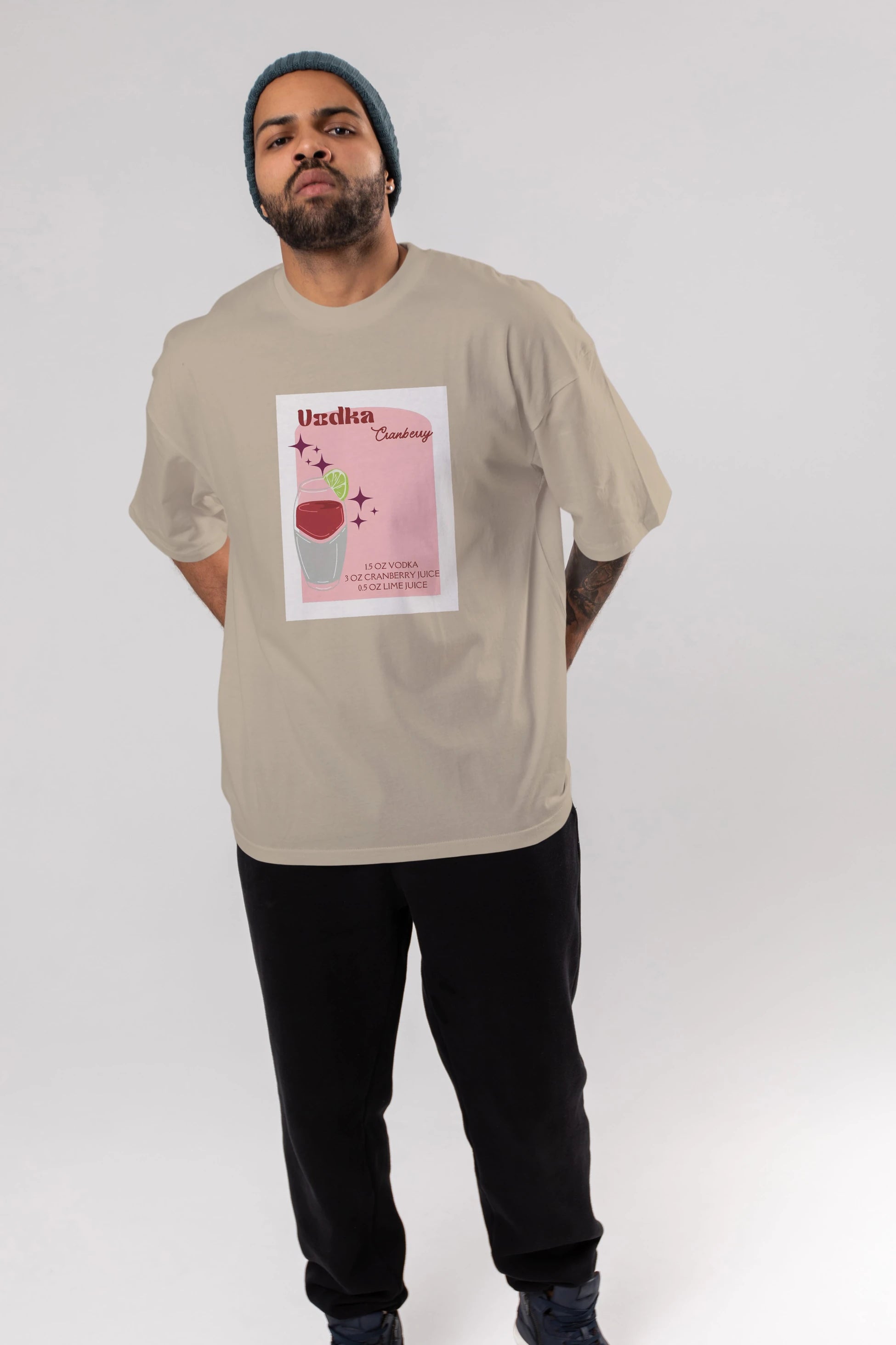 Vodka Cranberry 2 Ön Baskılı Oversize t-shirt Erkek Kadın Unisex %100 Pamuk Bisiklet Yaka tişort
