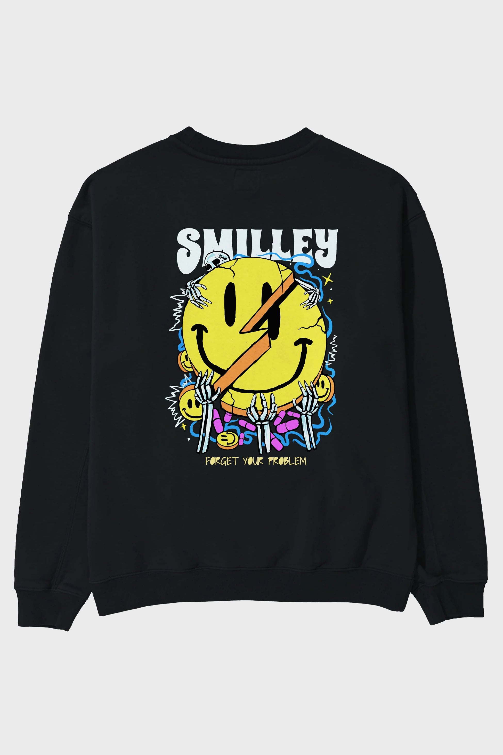 Smilley Streetwear Arka Baskılı Oversize Sweatshirt Erkek Kadın Unisex