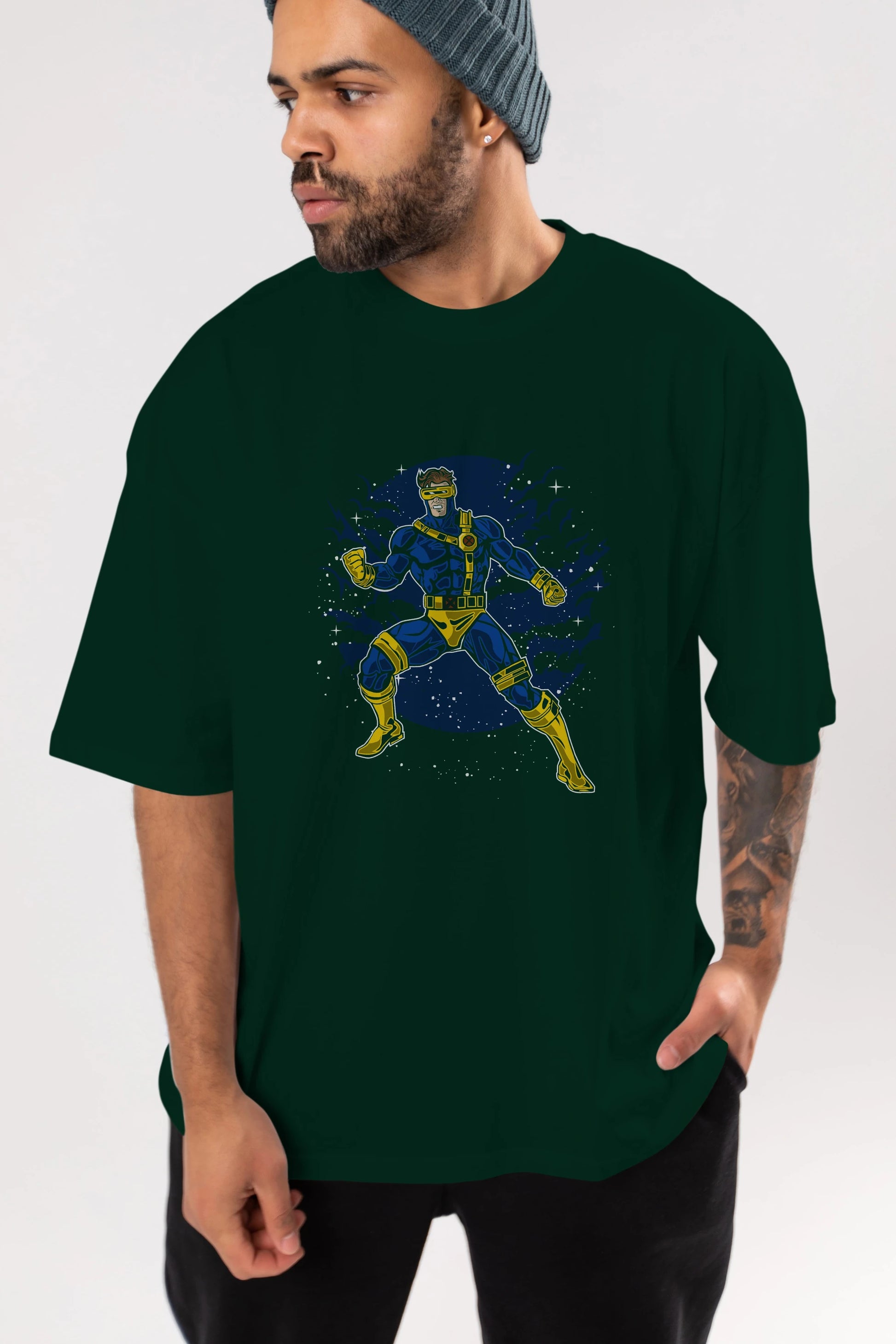 CYCLOPS Ön Baskılı Oversize t-shirt Erkek Kadın Unisex %100 Pamuk tişort