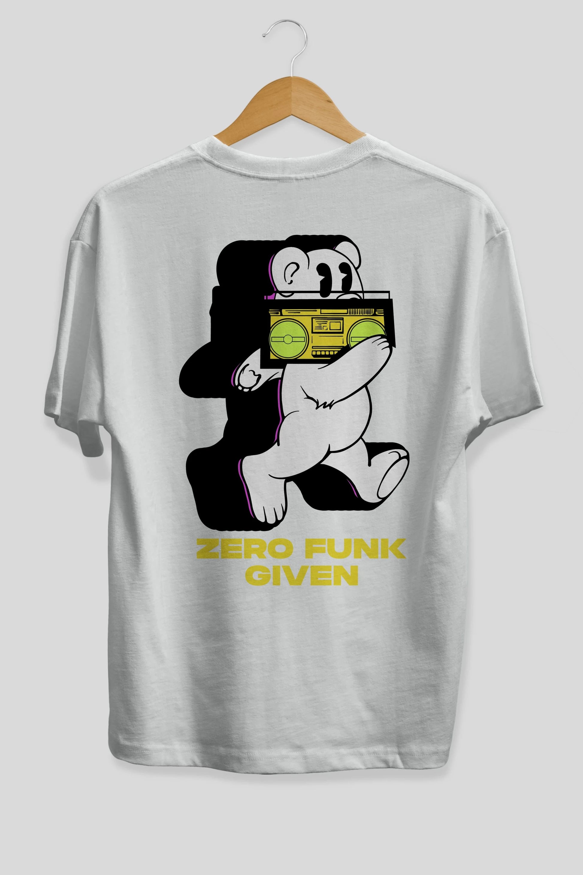 Zero Funk Given Bear Arka Baskılı Oversize t-shirt Erkek Kadın Unisex