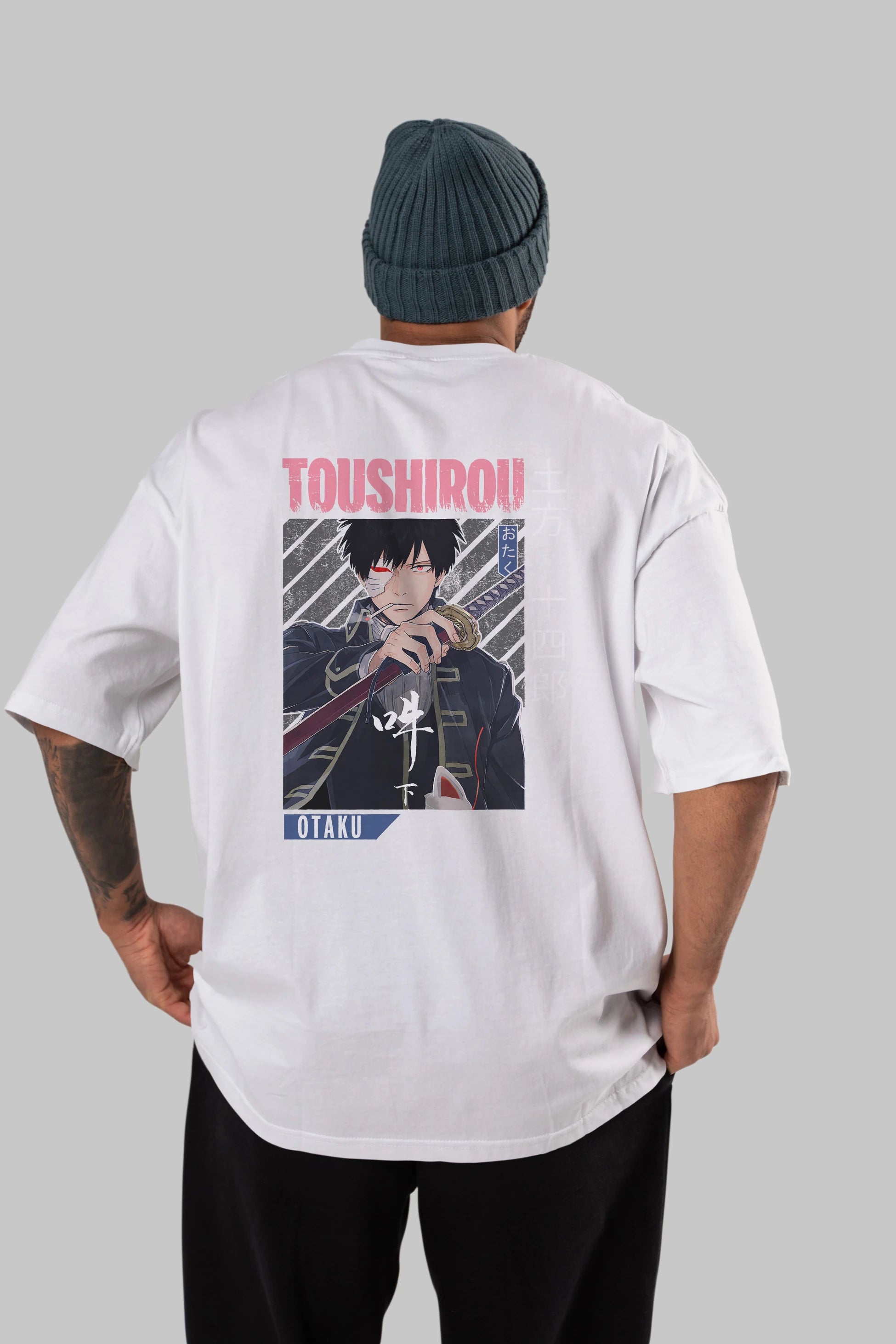 Toushirou Hijikata 1 Anime Arka Baskılı Oversize t-shirt Erkek Kadın Unisex