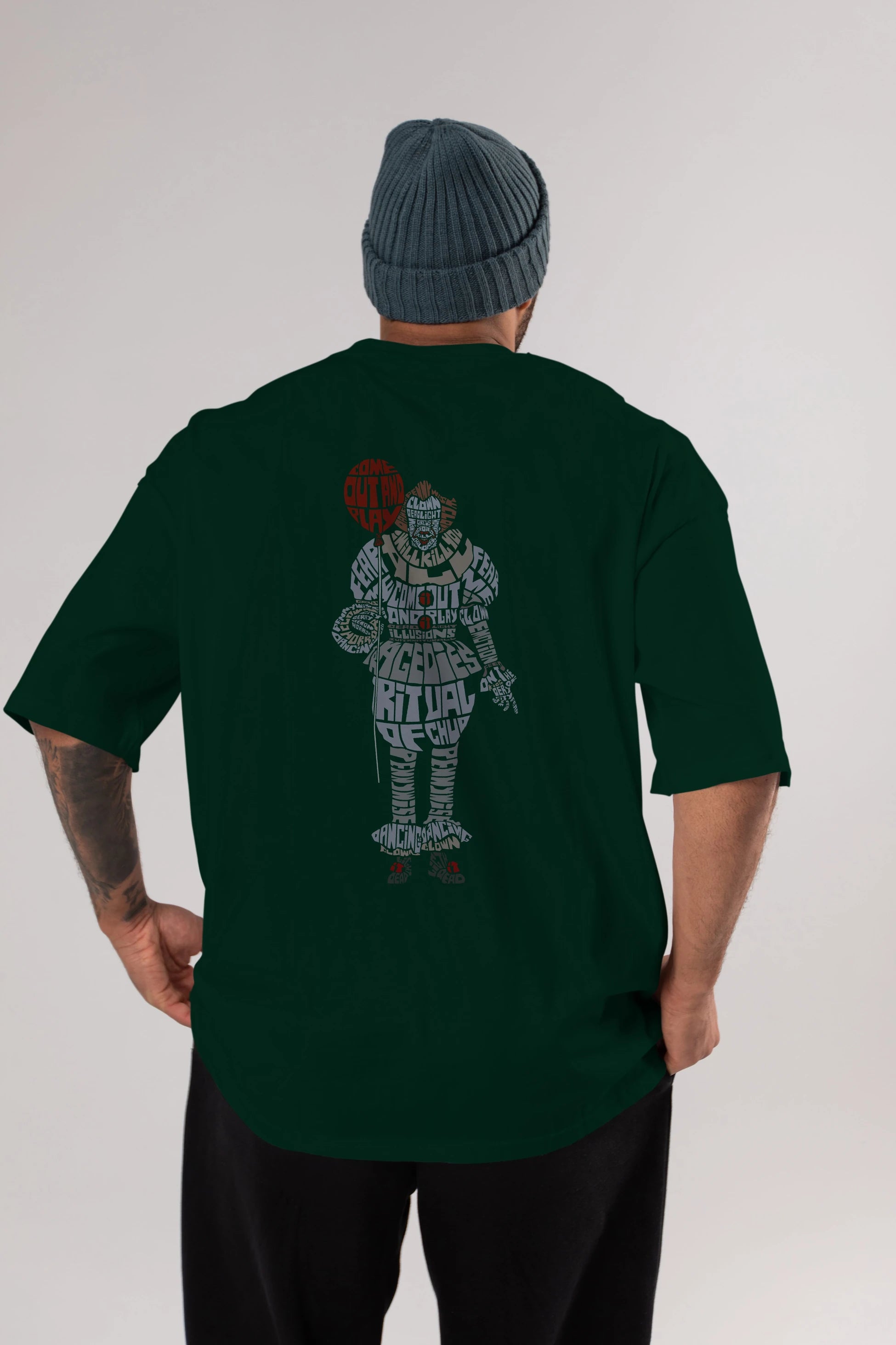 It Arka Baskılı Oversize t-shirt %100 pamuk Erkek Kadın Unisex
