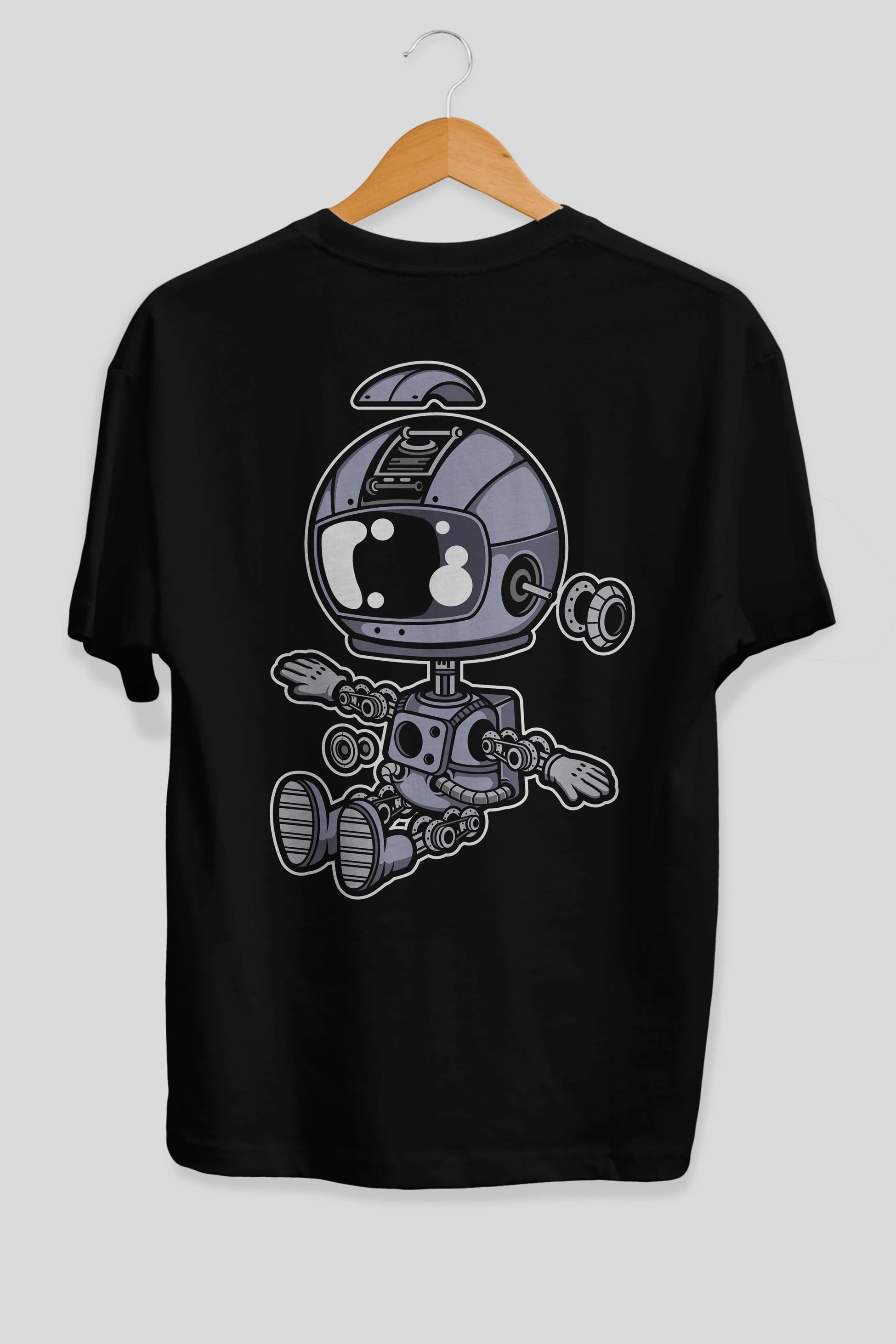 Astronaut Robot Arka Baskılı Oversize t-shirt Erkek Kadın Unisex