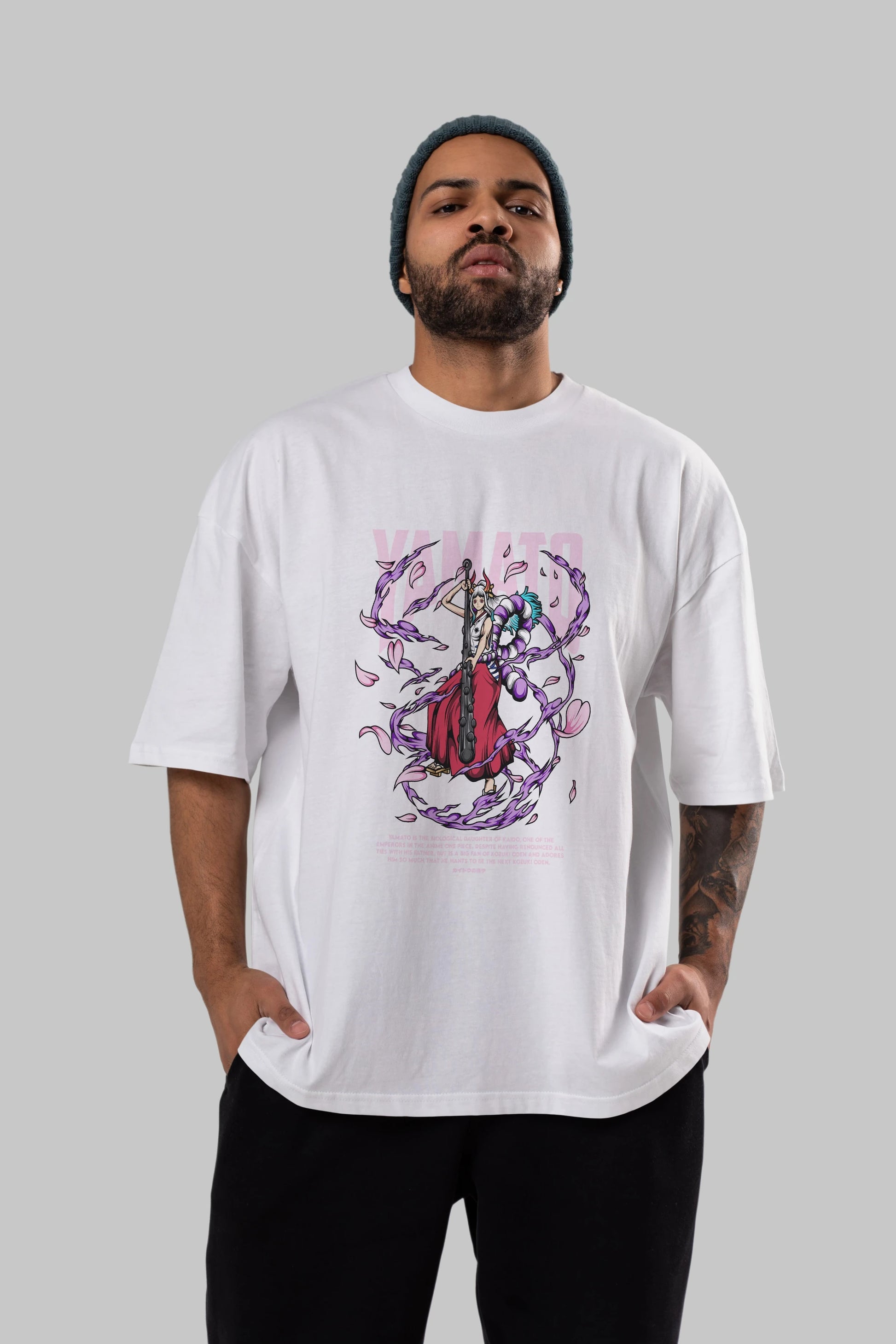 Yamato Anime Ön Baskılı Oversize t-shirt %100 pamuk Erkek Kadın Unisex