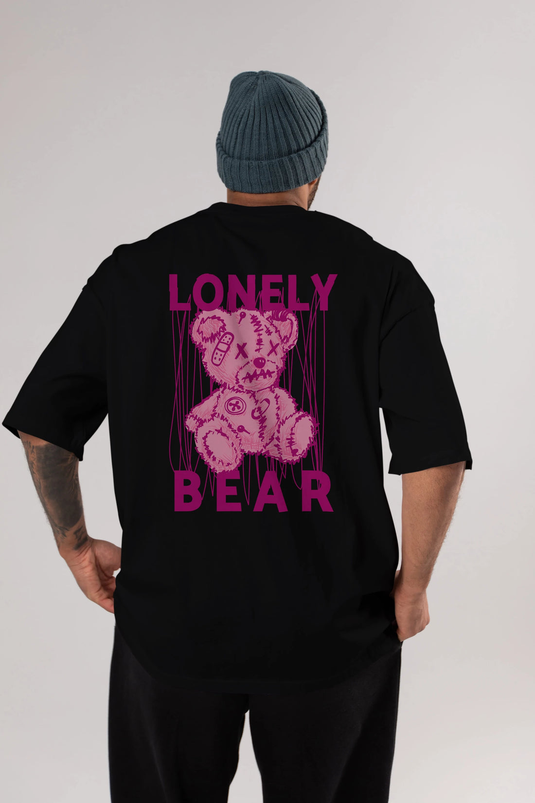 Lonely Bear Arka Baskılı Oversize t-shirt Erkek Kadın Unisex