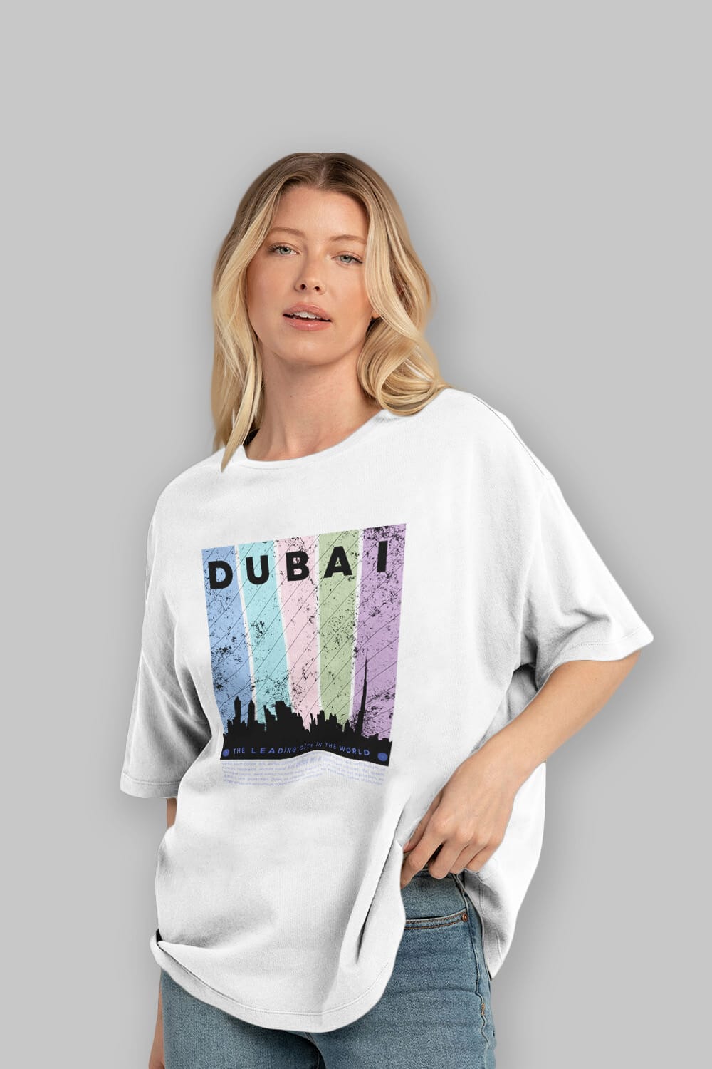 Dubai Yazılı Ön Baskılı Oversize t-shirt Erkek Kadın Unisex