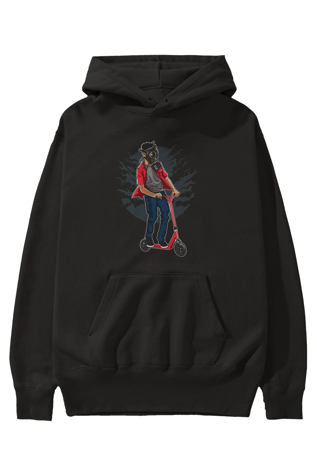 Gasmask Rider Ön Baskılı Hoodie Oversize Kapüşonlu Sweatshirt Erkek Kadın Unisex