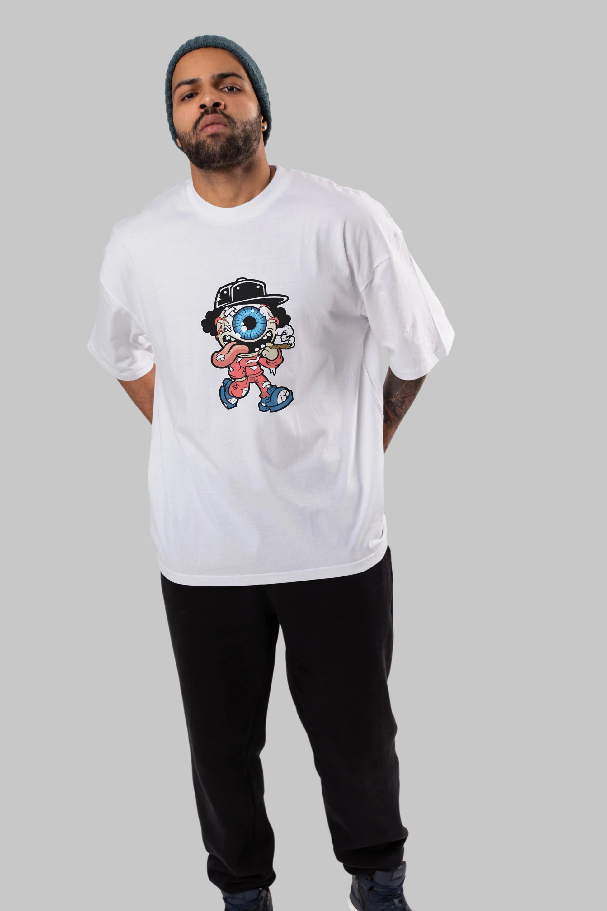 Eyeball Monster Ön Baskılı Oversize t-shirt Erkek Kadın Unisex %100 Pamuk tişort
