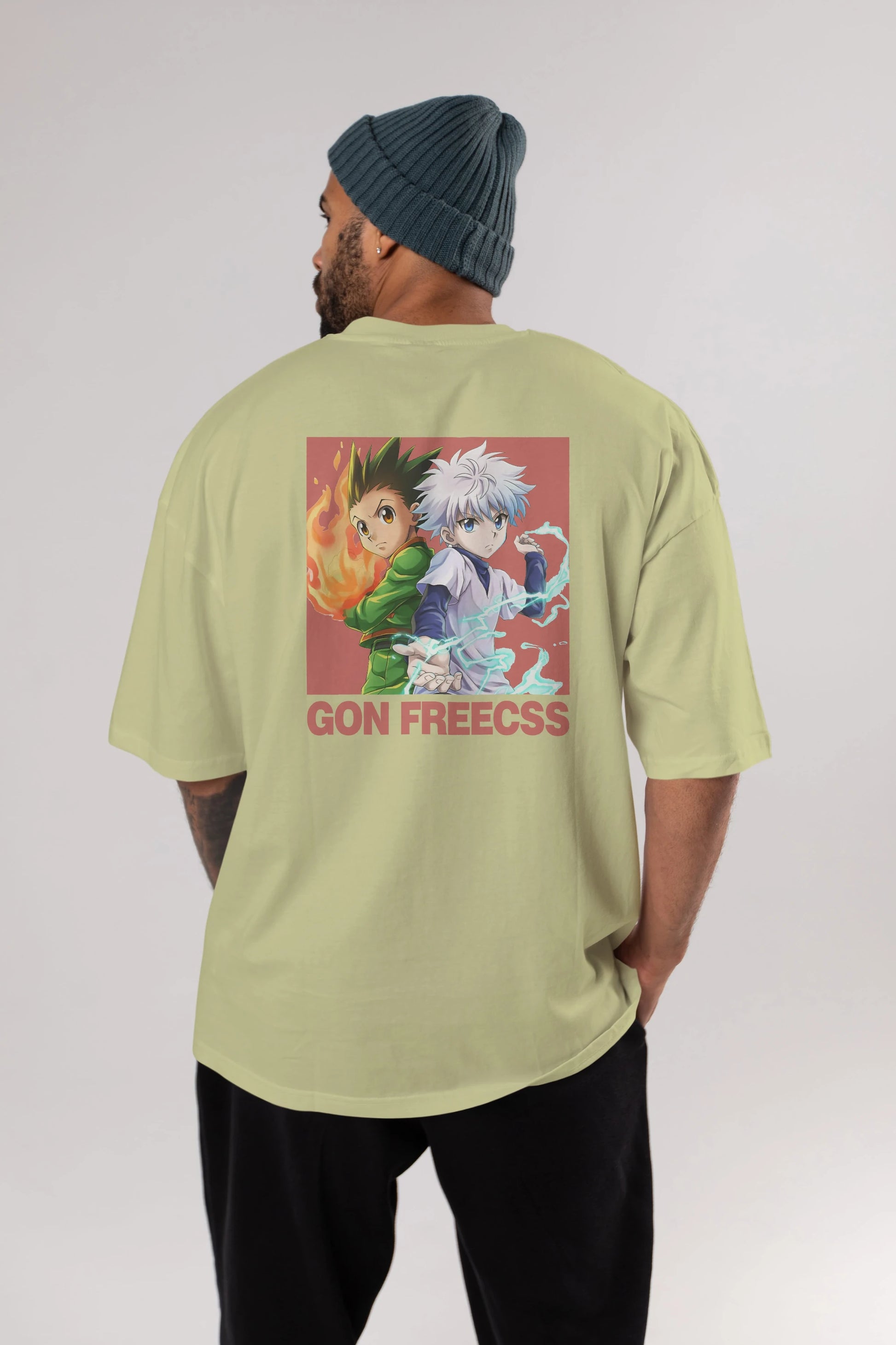 Gon Freecss HUNTER X HUNTER 4 Anime Arka Baskılı Oversize t-shirt Erkek Kadın Unisex