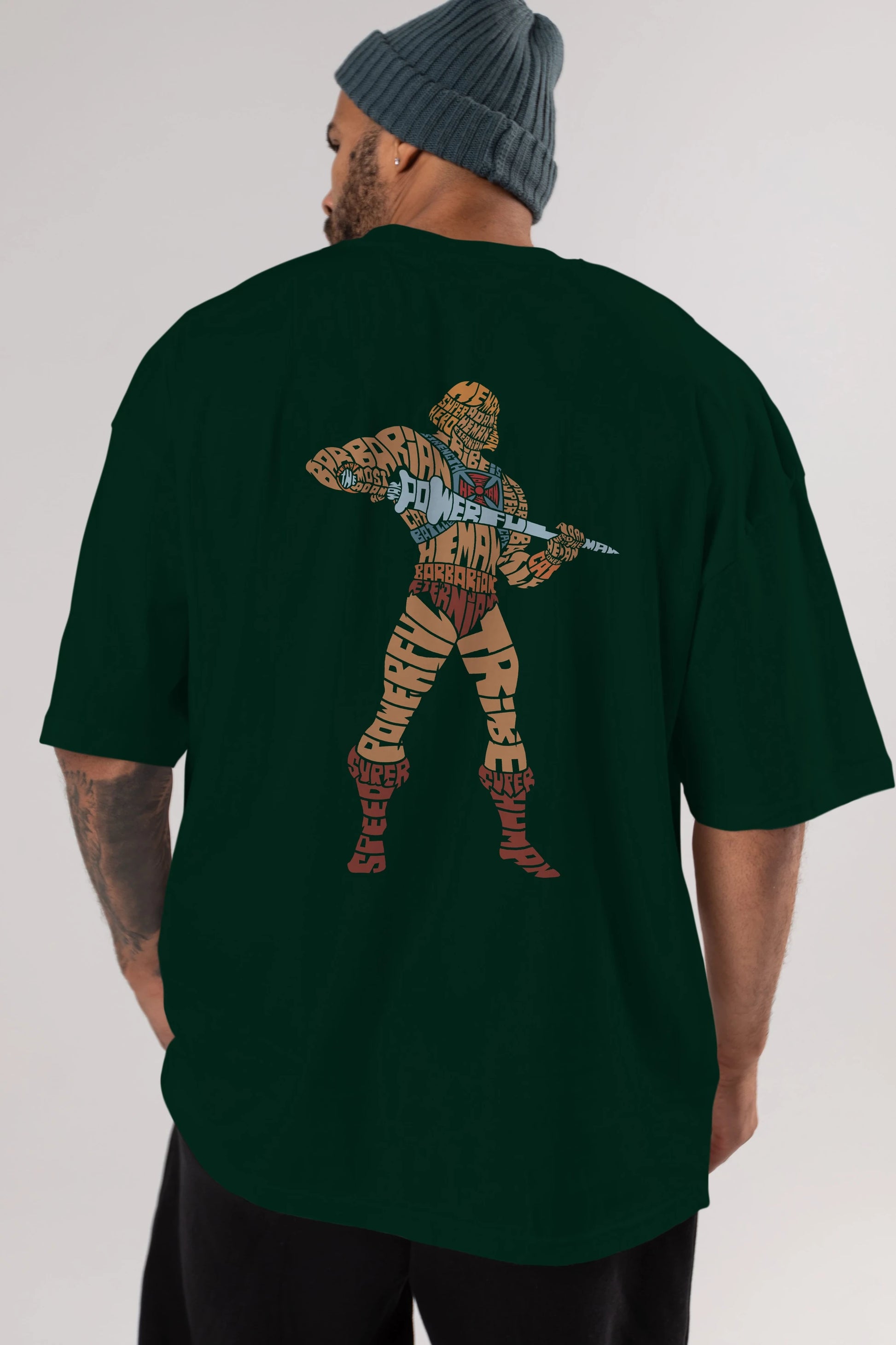 Heman Arka Baskılı Oversize t-shirt %100 pamuk Erkek Kadın Unisex