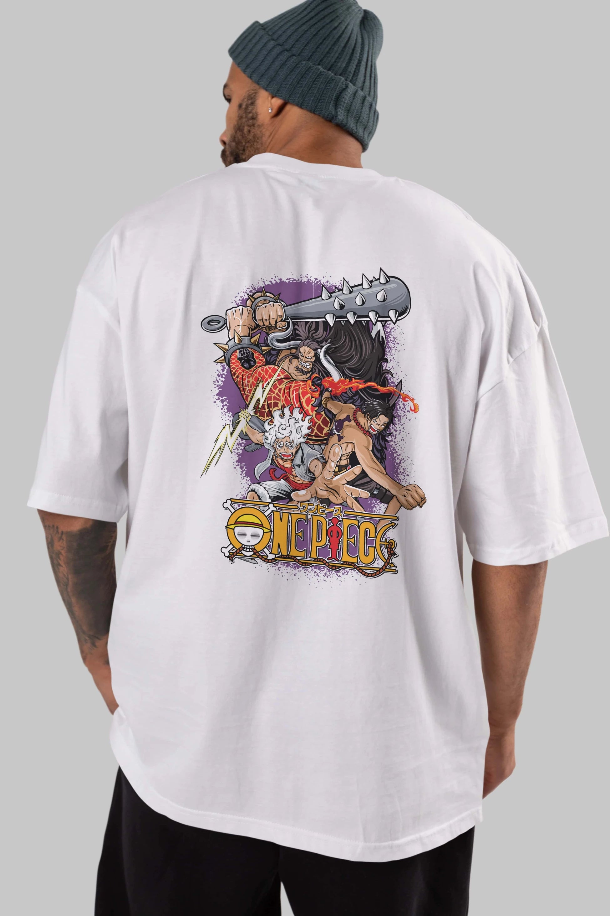 ONE PIECE (6) Anime Arka Baskılı Oversize t-shirt Erkek Kadın Unisex