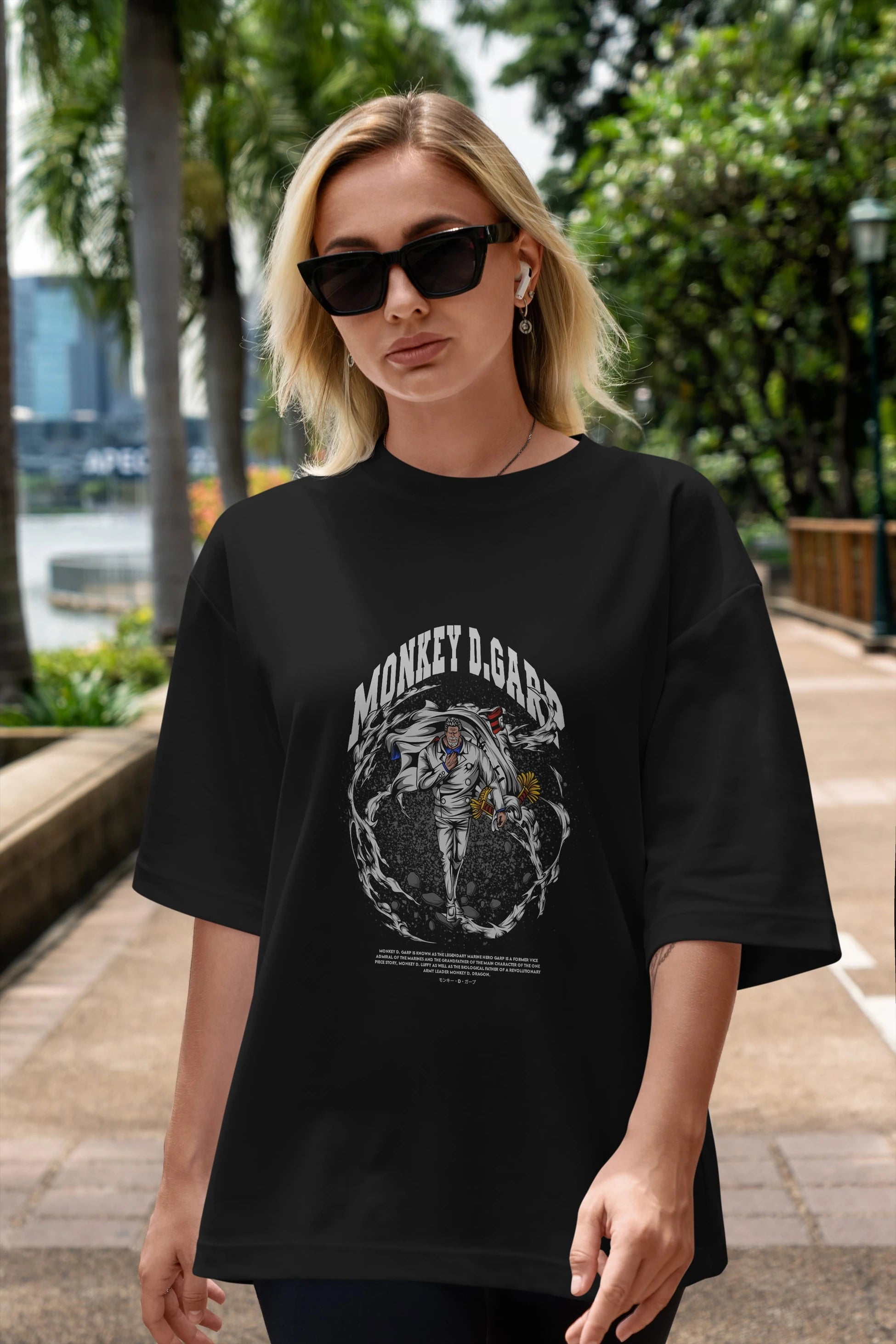 Monkey D. Garp Anime Ön Baskılı Oversize t-shirt %100 pamuk Erkek Kadın Unisex