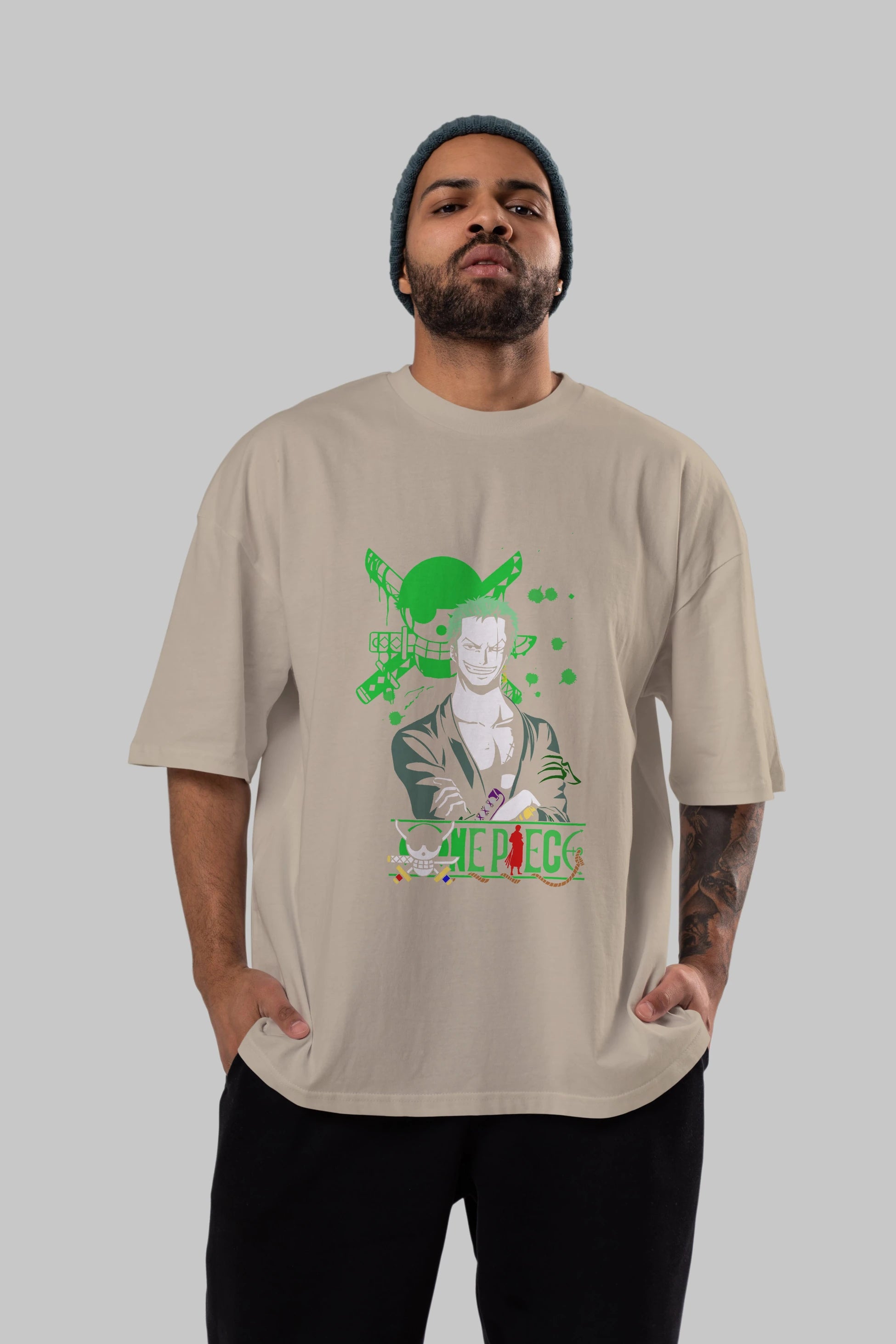 Roronoa Zoro 2 Anime Ön Baskılı Oversize t-shirt Erkek Kadın Unisex