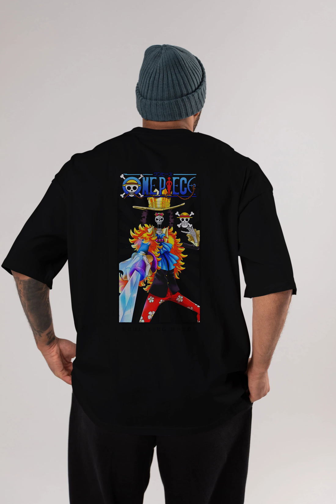 Brook Anime Arka Baskılı Oversize t-shirt Erkek Kadın Unisex %100 pamuk tişort
