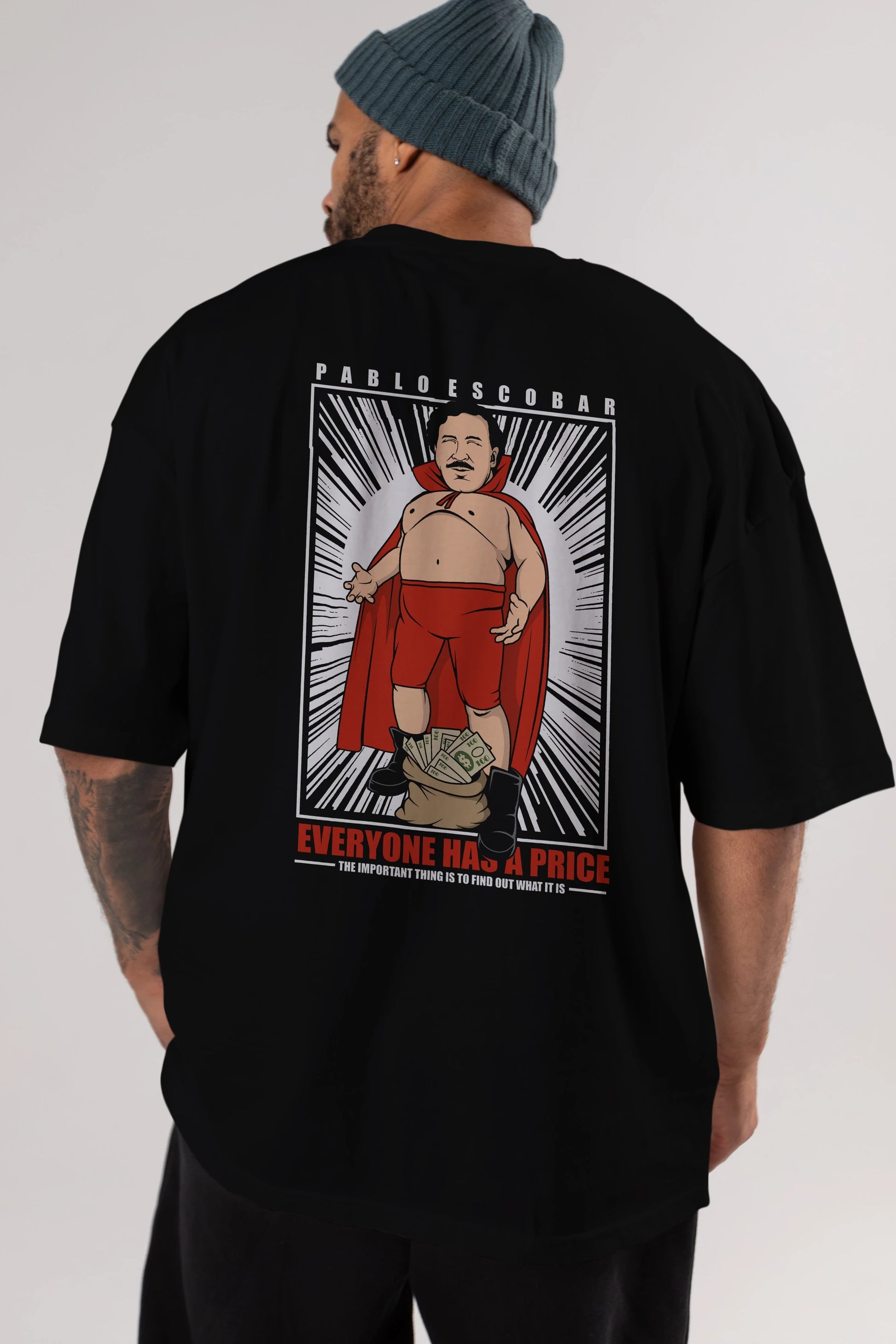 Pablo Escobar Luchador Arka Baskılı Oversize t-shirt Erkek Kadın Unisex %100 Pamuk tişort