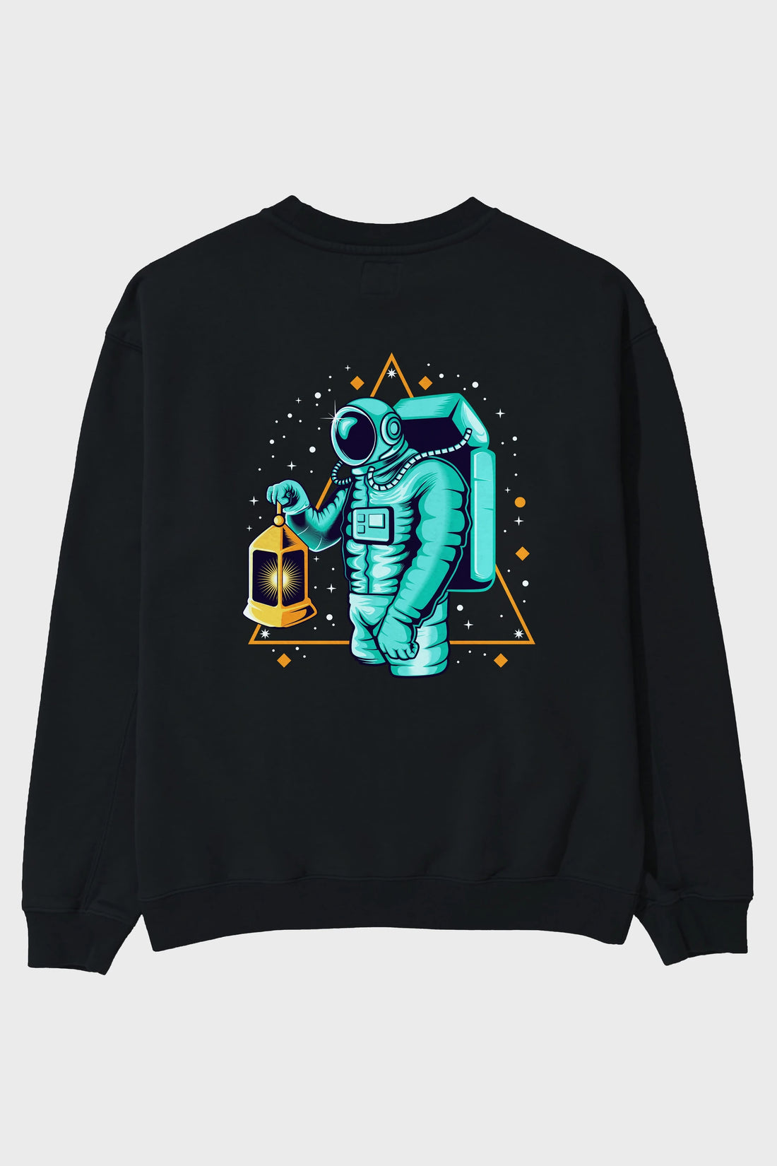 Astronaut Lantern Arka Baskılı Oversize Sweatshirt Erkek Kadın Unisex