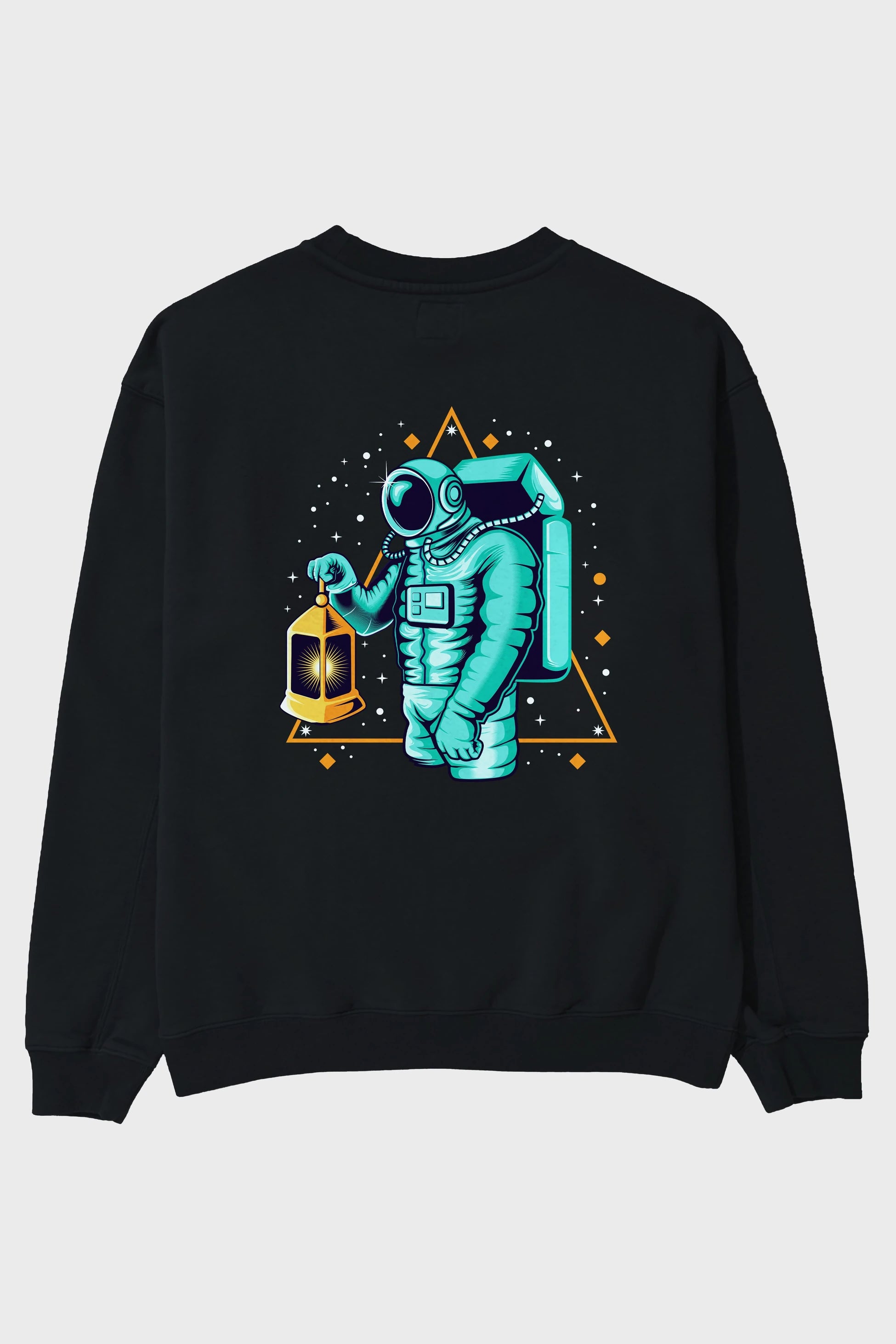 Astronaut Lantern Arka Baskılı Oversize Sweatshirt Erkek Kadın Unisex