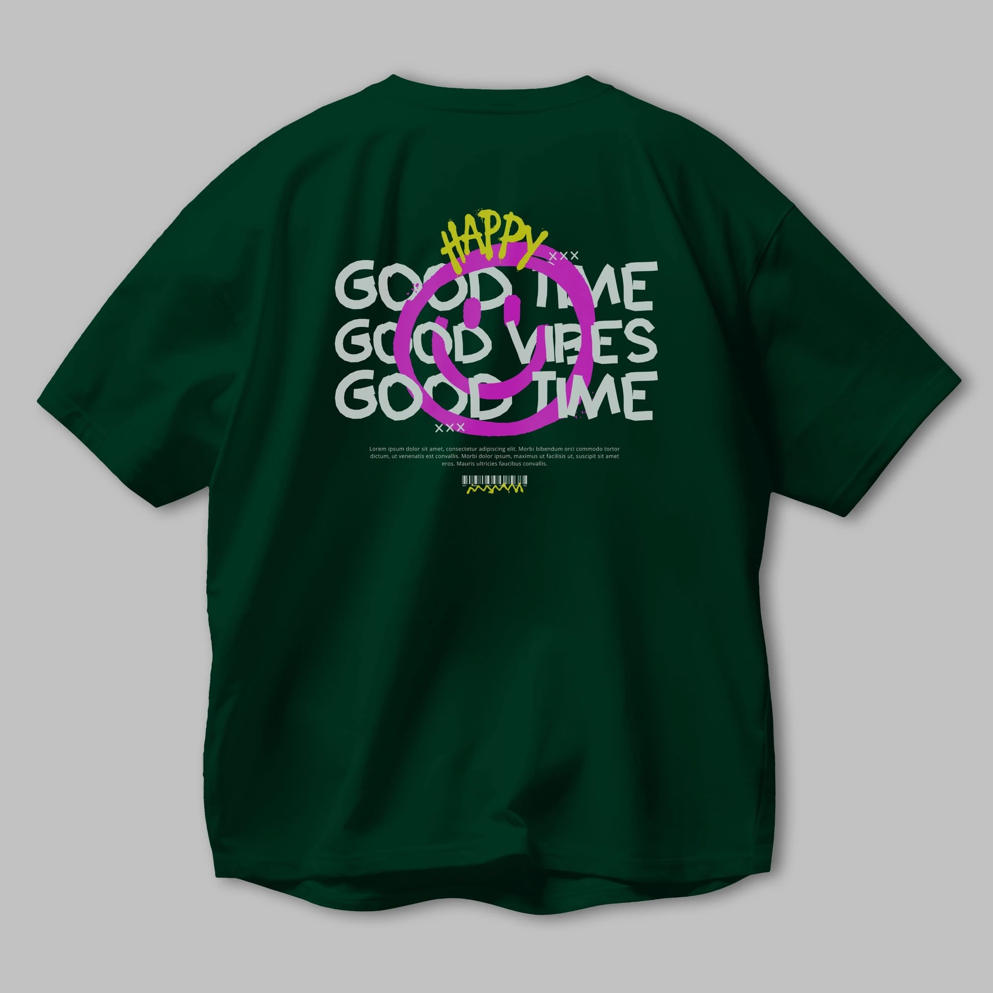 Happy Good Time Yazılı Arka Baskılı Oversize t-shirt Erkek Kadın Unisex