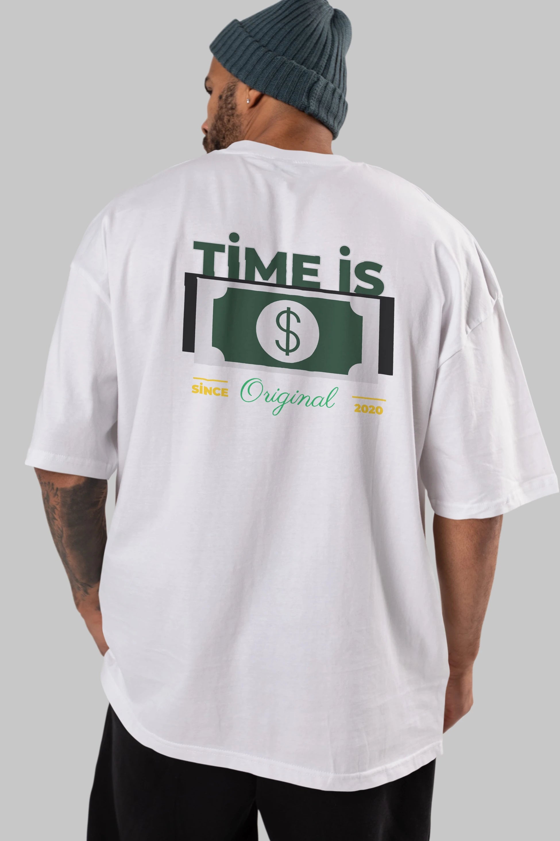 Time is Original Arka Baskılı Oversize t-shirt Erkek Kadın Unisex