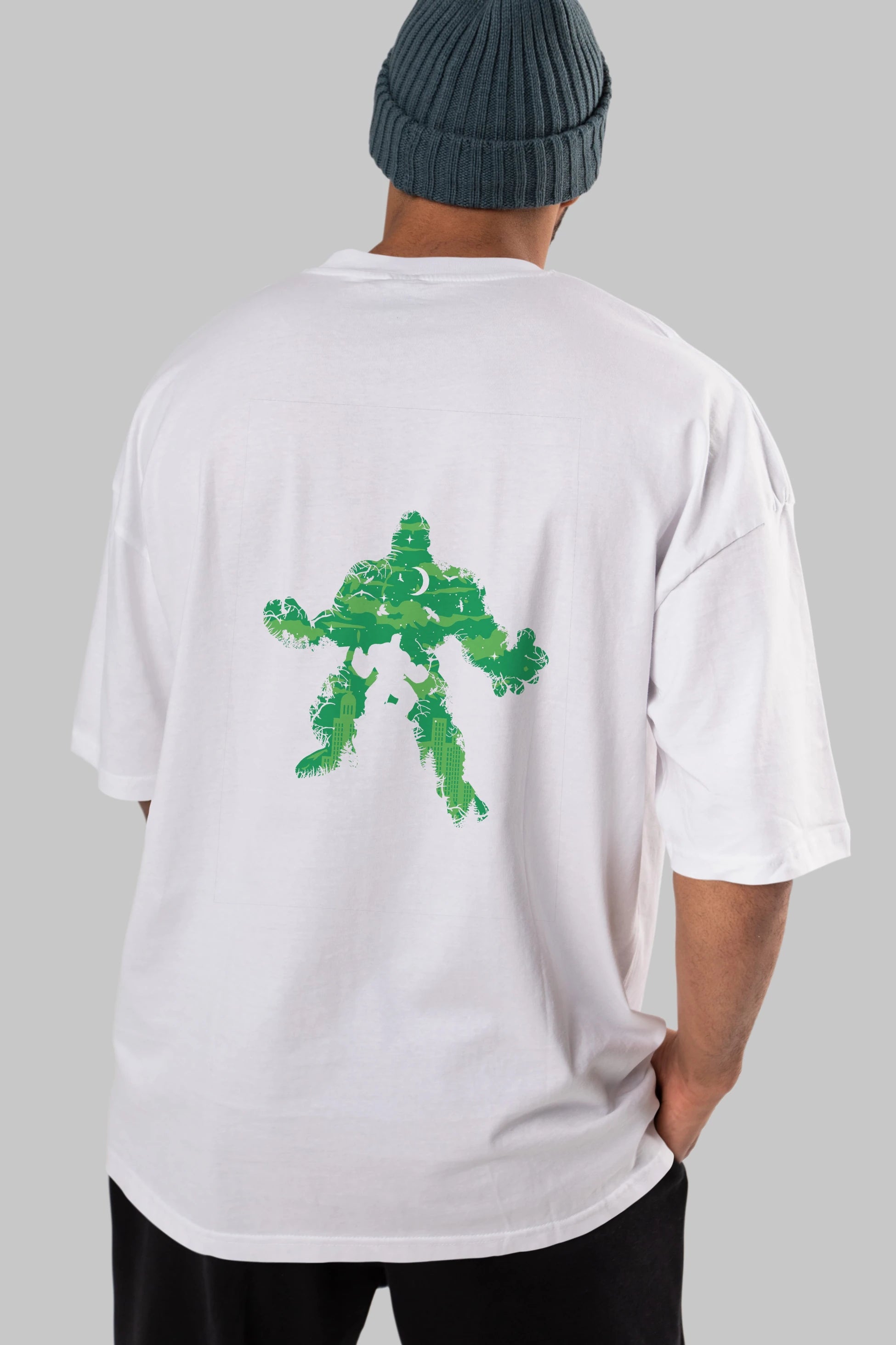 Green Monster Arka Baskılı Oversize t-shirt %100 pamuk Erkek Kadın Unisex