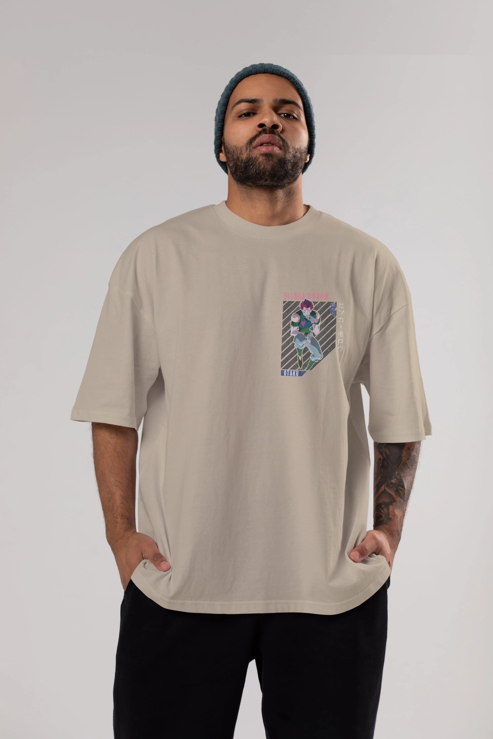 Hisoka Morow 2 2 Ön Sol Baskılı Oversize t-shirt Erkek Kadın Unisex %100 Pamuk Bisiklet Yaka tişort