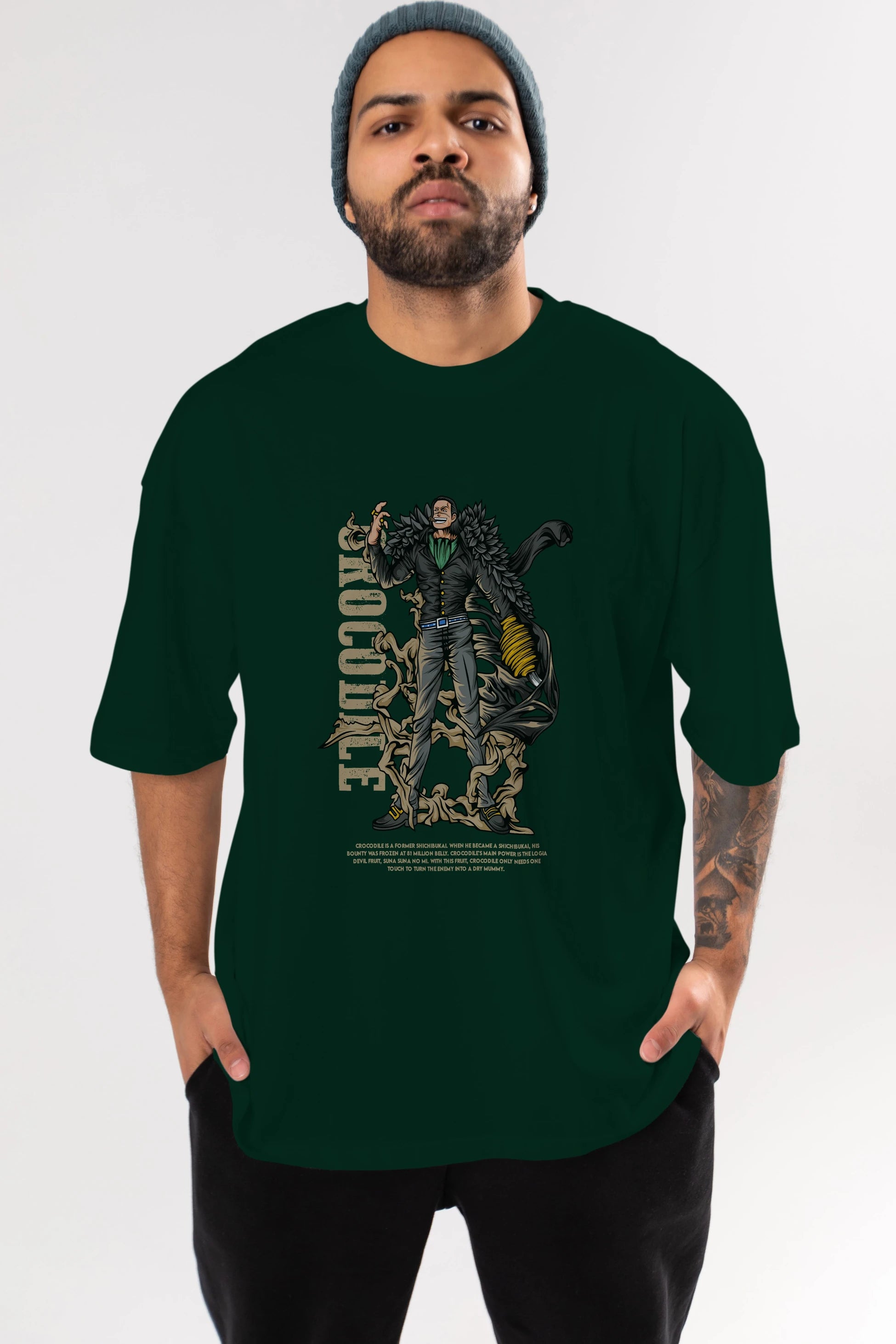 Crocodile Anime Ön Baskılı Oversize t-shirt %100 pamuk Erkek Kadın Unisex