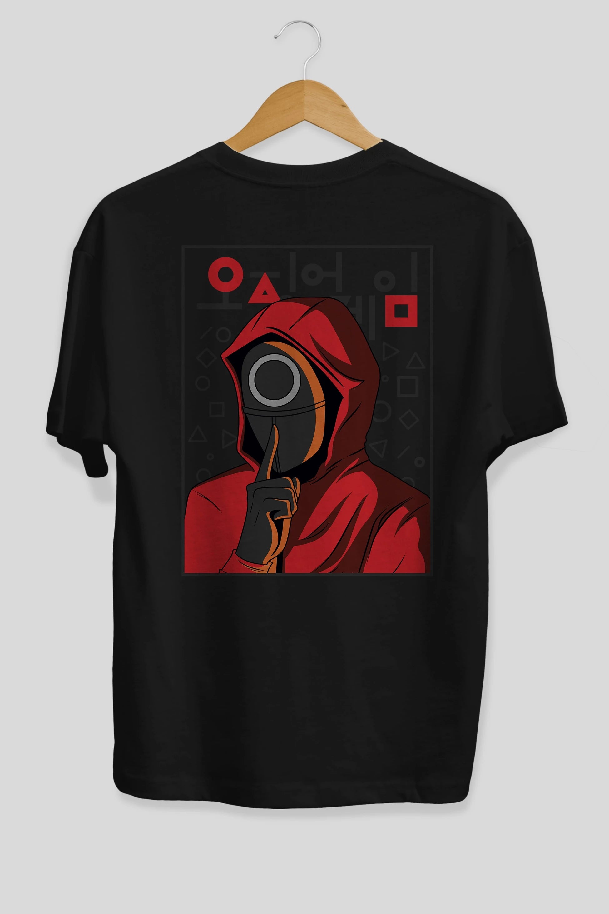 Squid Game (5) Arka Baskılı Oversize t-shirt Erkek Kadın Unisex %100 Pamuk Bisiklet Yaka tişort