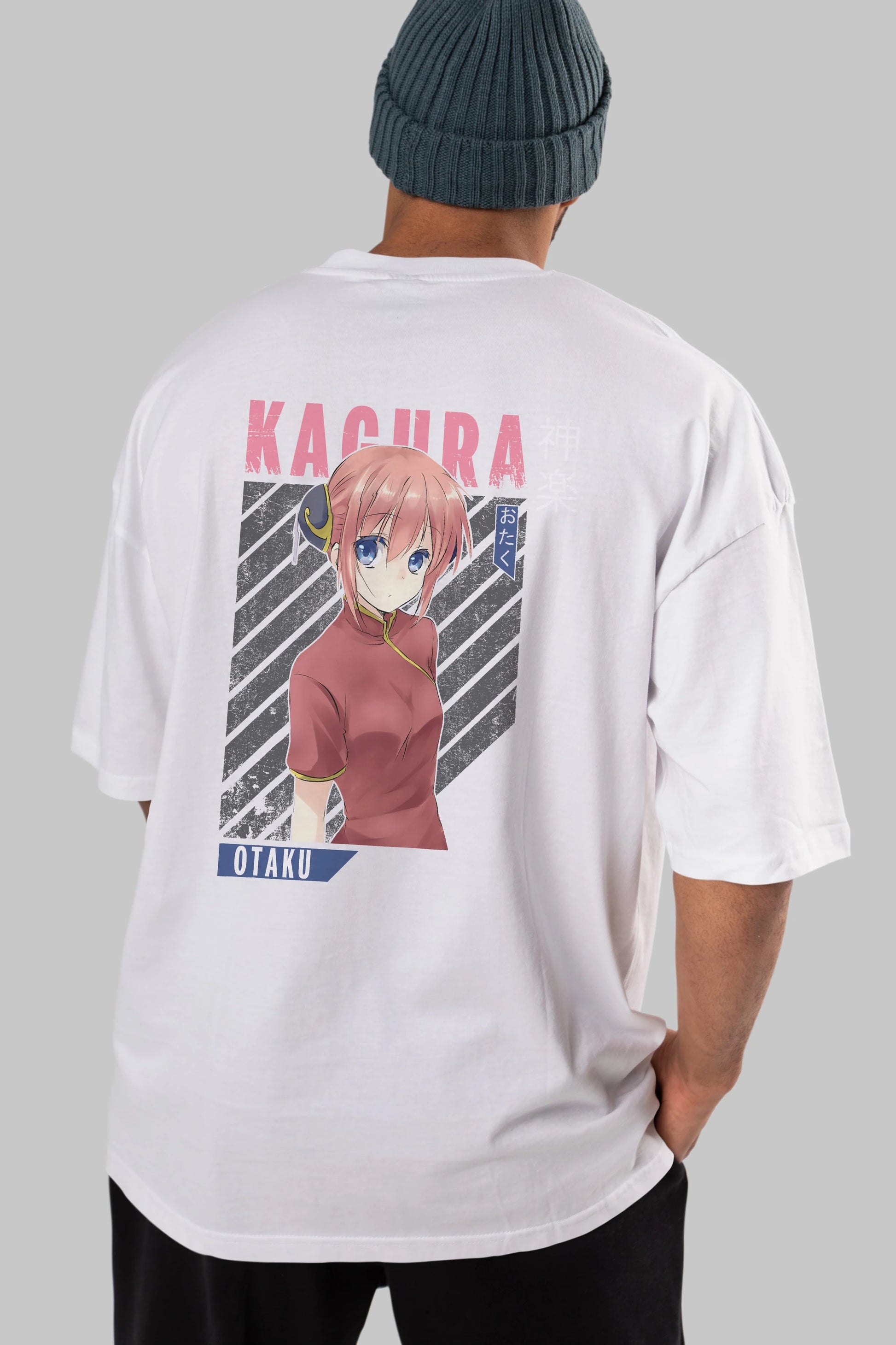 Kagura GINTAMA Anime Arka Baskılı Oversize t-shirt Erkek Kadın Unisex