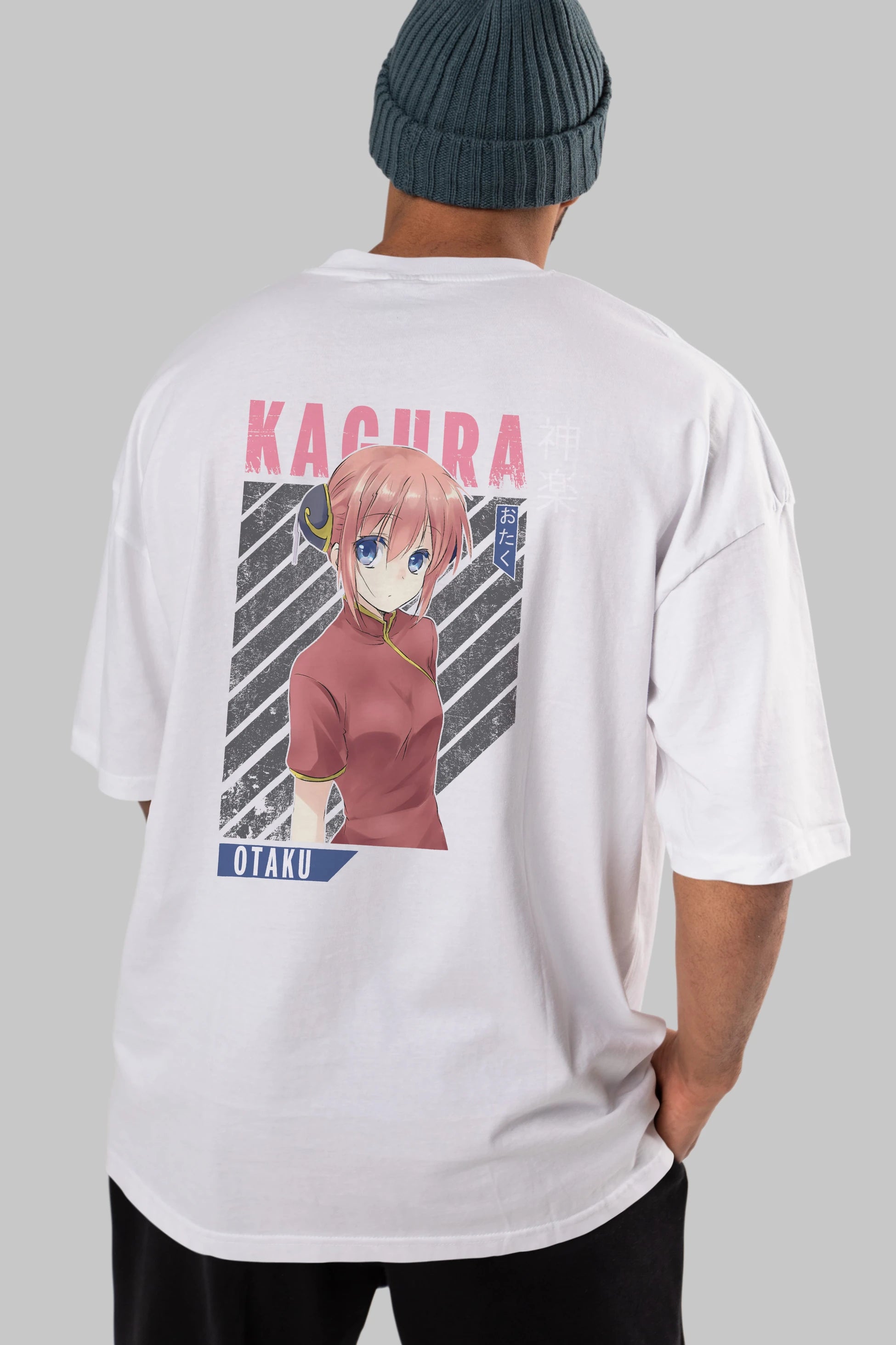 Kagura GINTAMA Anime Arka Baskılı Oversize t-shirt Erkek Kadın Unisex