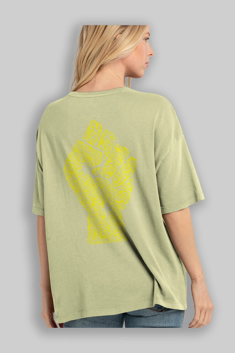 Hand Of Revolution Arka Baskılı Oversize t-shirt %100 pamuk Erkek Kadın Unisex