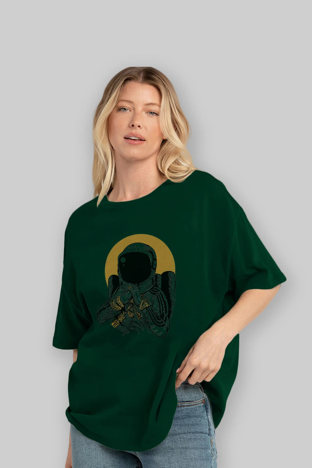Space Dee Jay Ön Baskılı Oversize t-shirt Erkek Kadın Unisex %100 Pamuk tişort