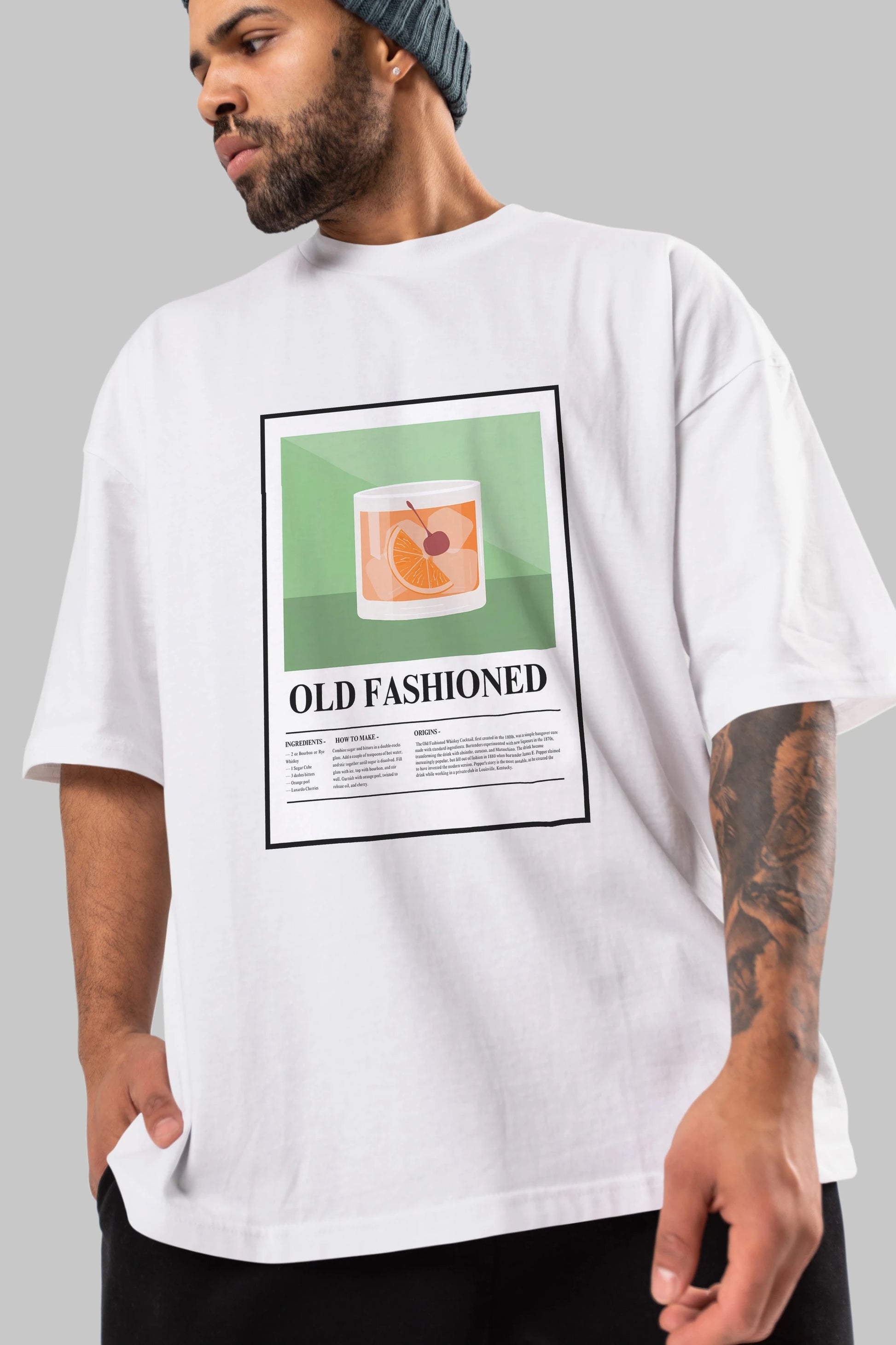 Old Fashioned Ön Baskılı Oversize t-shirt Erkek Kadın Unisex %100 Pamuk Bisiklet Yaka tişort
