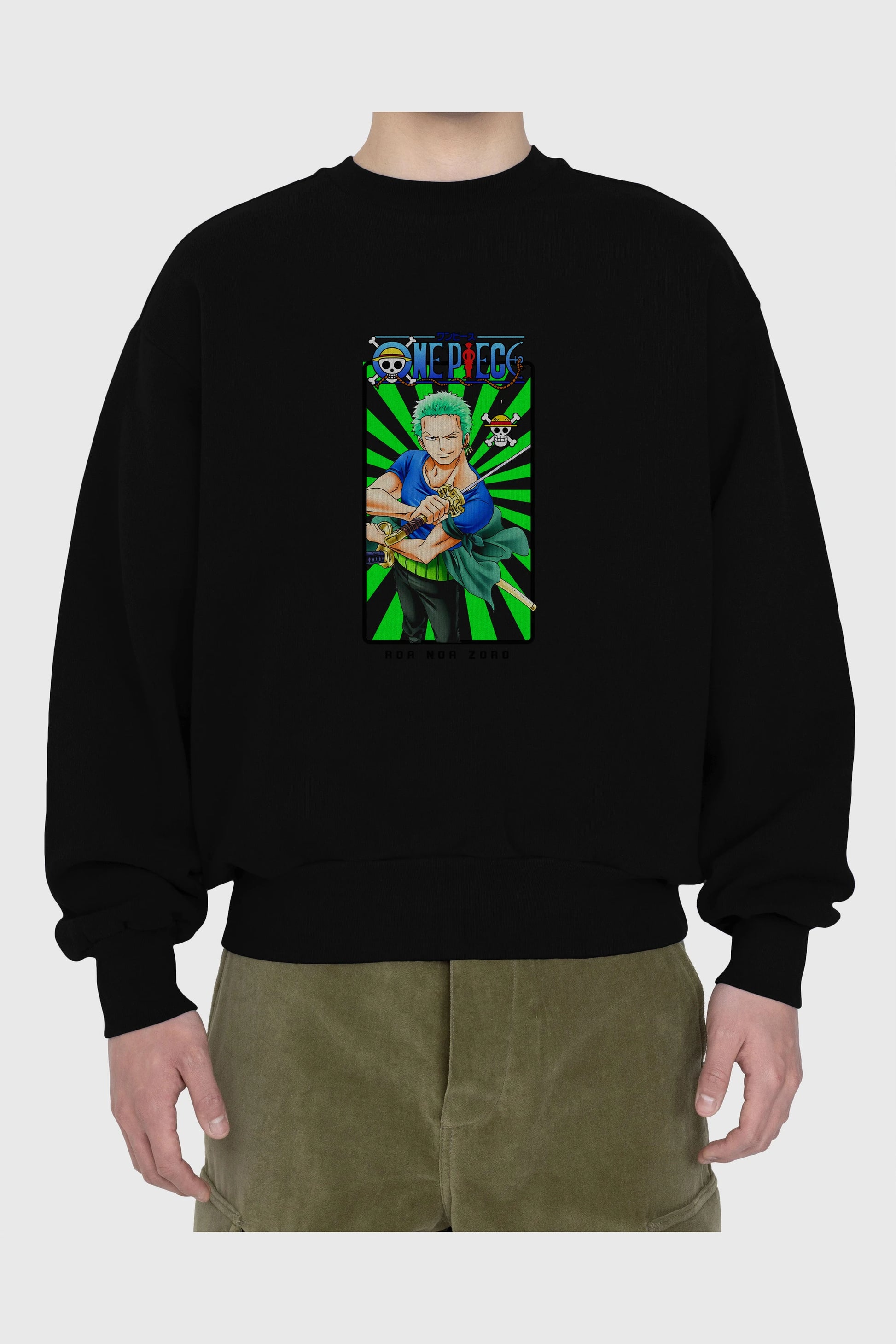 Roronoa Zoro 6 Ön Baskılı Anime Oversize Sweatshirt Erkek Kadın Unisex