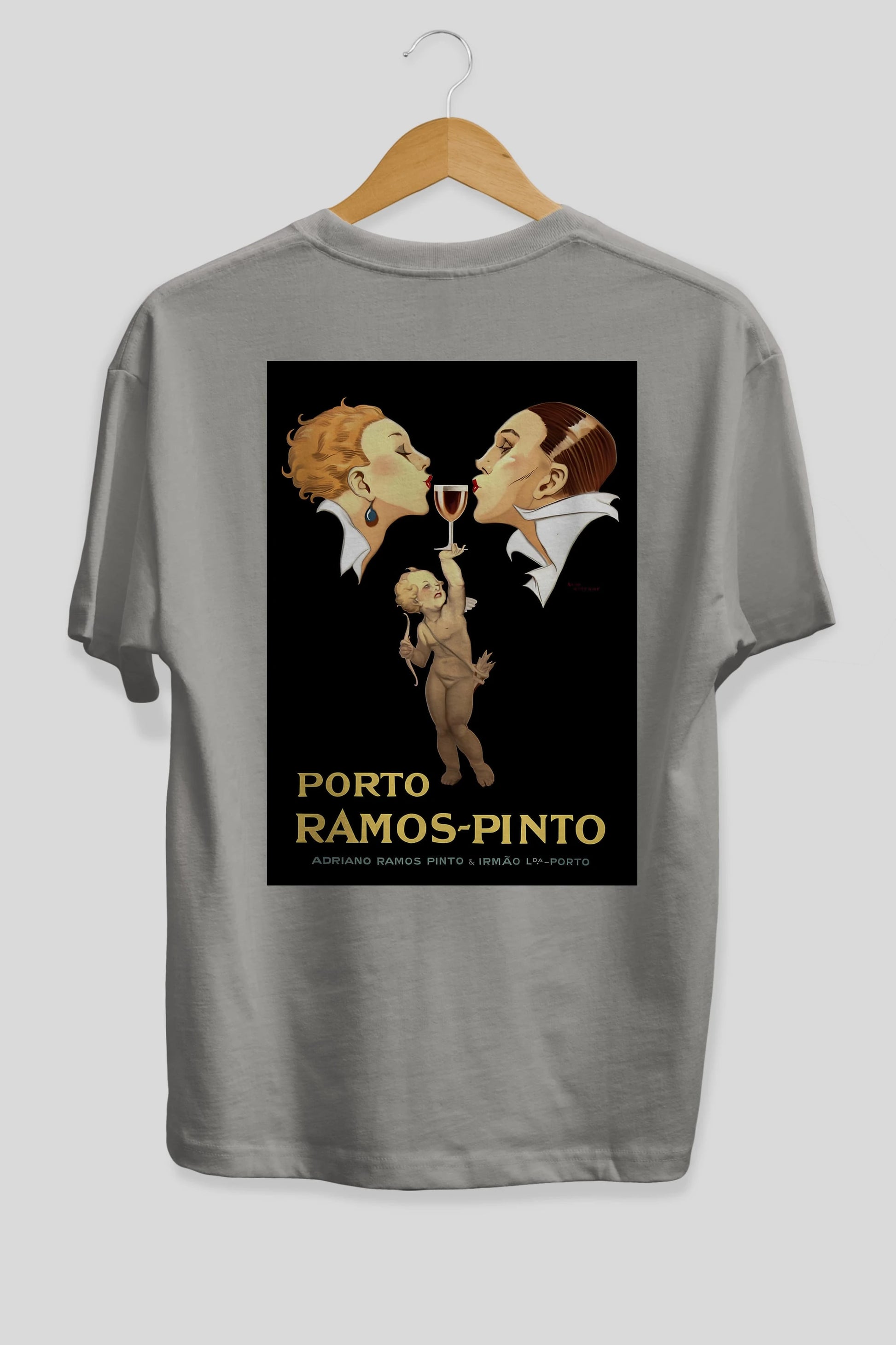 Porto Ramos Pinto Arka Baskılı Oversize t-shirt Erkek Kadın Unisex %100 Pamuk Bisiklet Yaka tişort