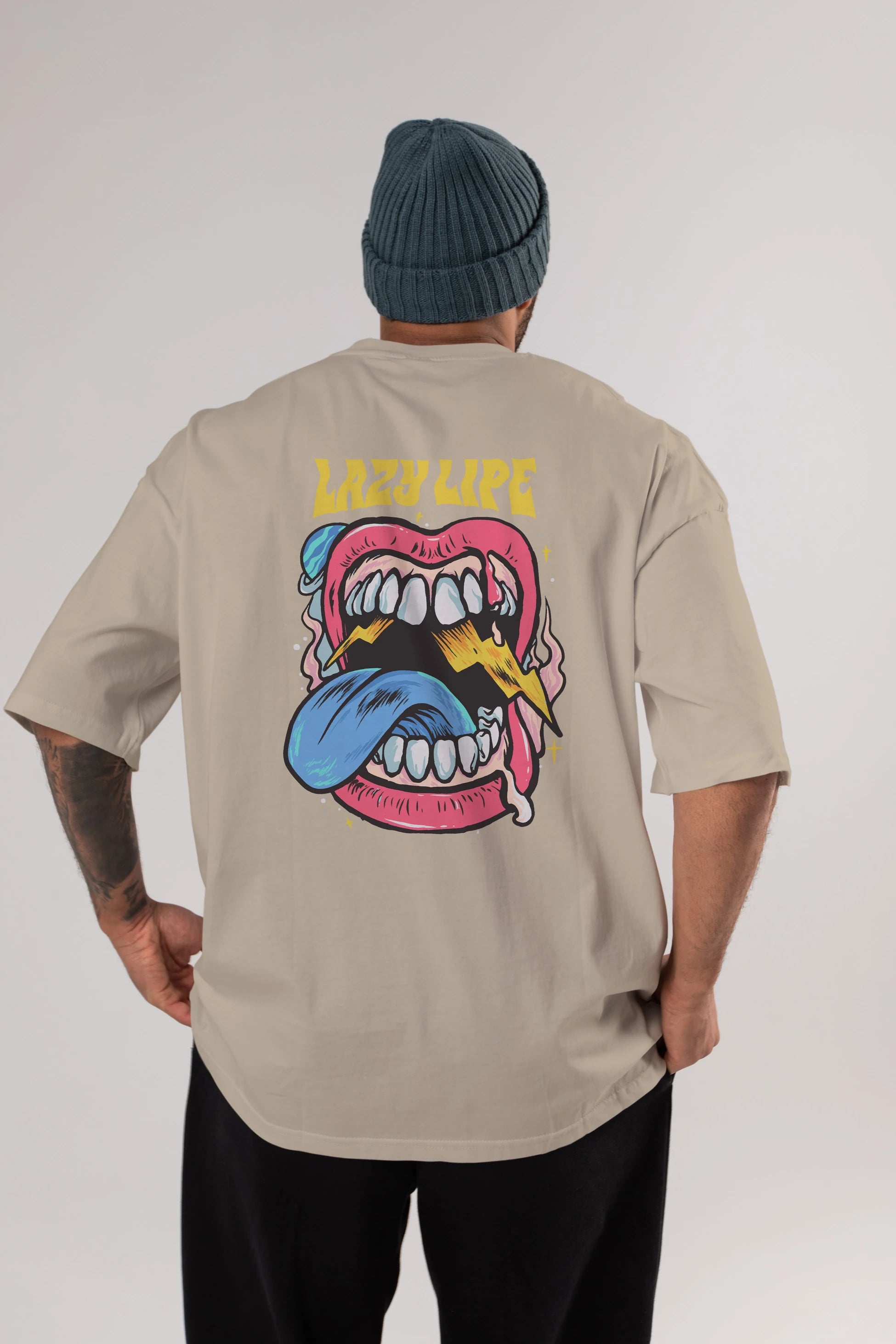 Lazy Lipe Arka Baskılı Oversize t-shirt Erkek Kadın Unisex