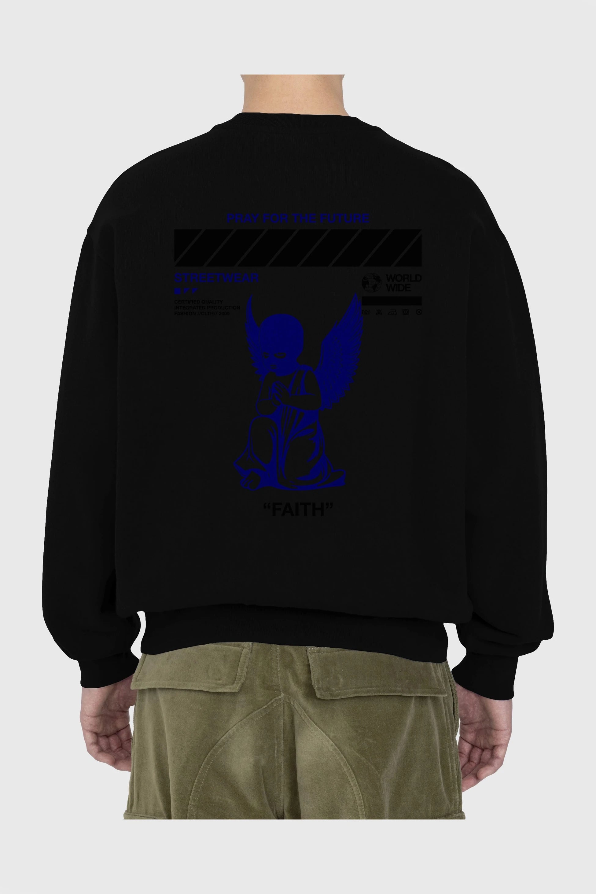 Pray for The Future Arka Baskılı Oversize Sweatshirt Erkek Kadın Unisex