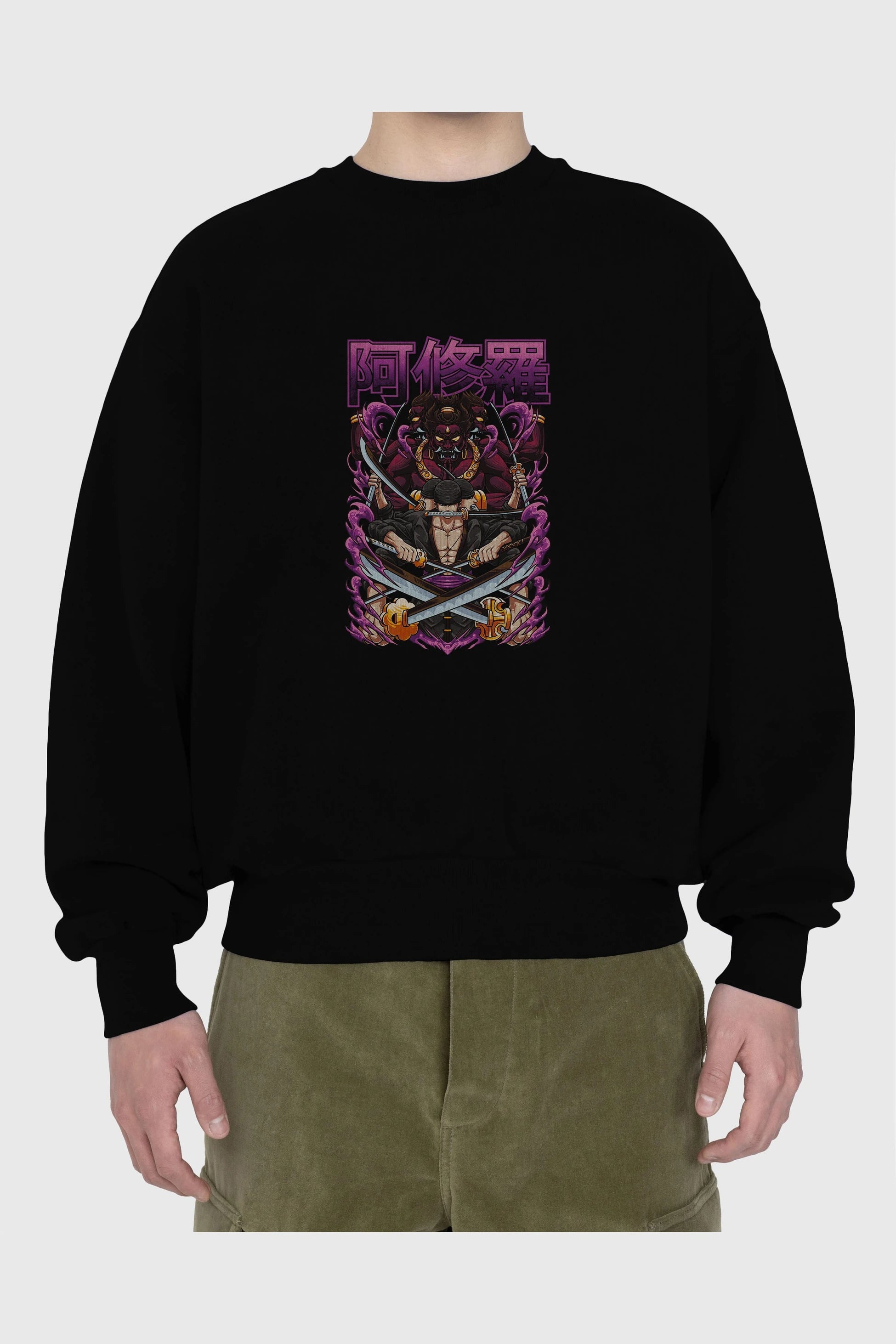 Roronoa Zoro 1 Anime Ön Baskılı Oversize Sweatshirt Erkek Kadın Unisex