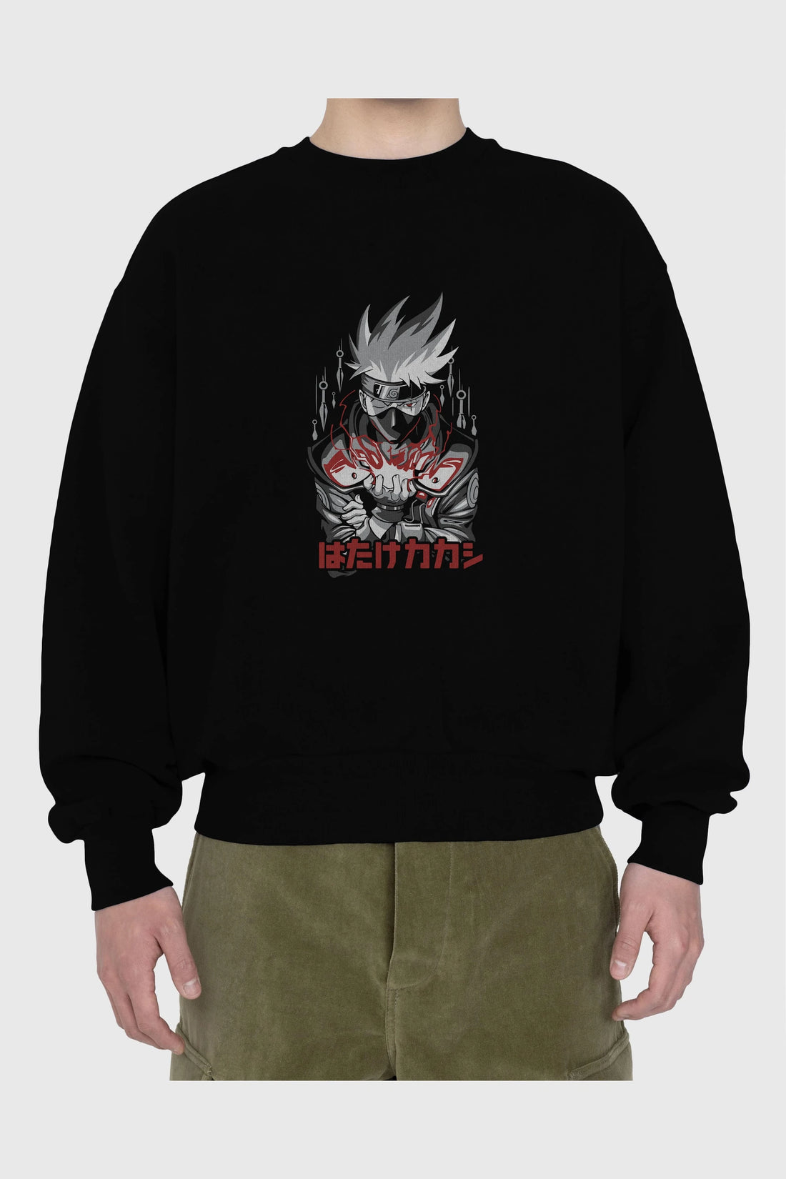 KAKASHI HATAKE NARUTO 1 Anime Ön Baskılı Oversize Sweatshirt Erkek Kadın Unisex